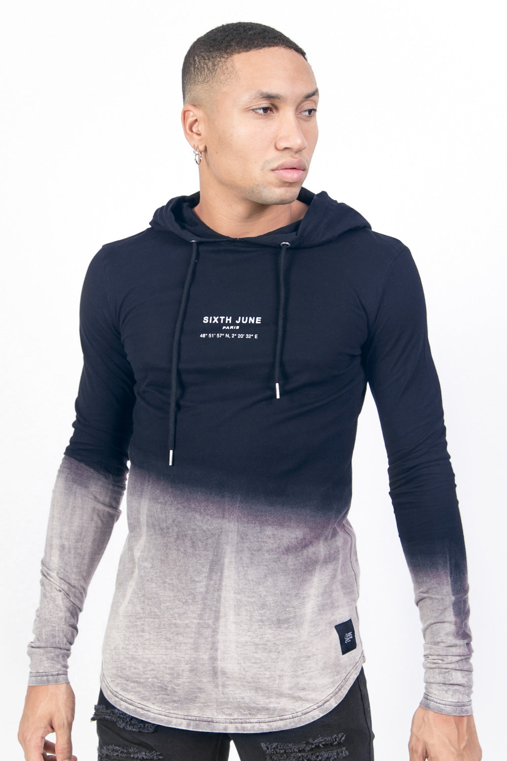 Sixth June - T-shirt capuche tie dye Paris GPS bleu blanc