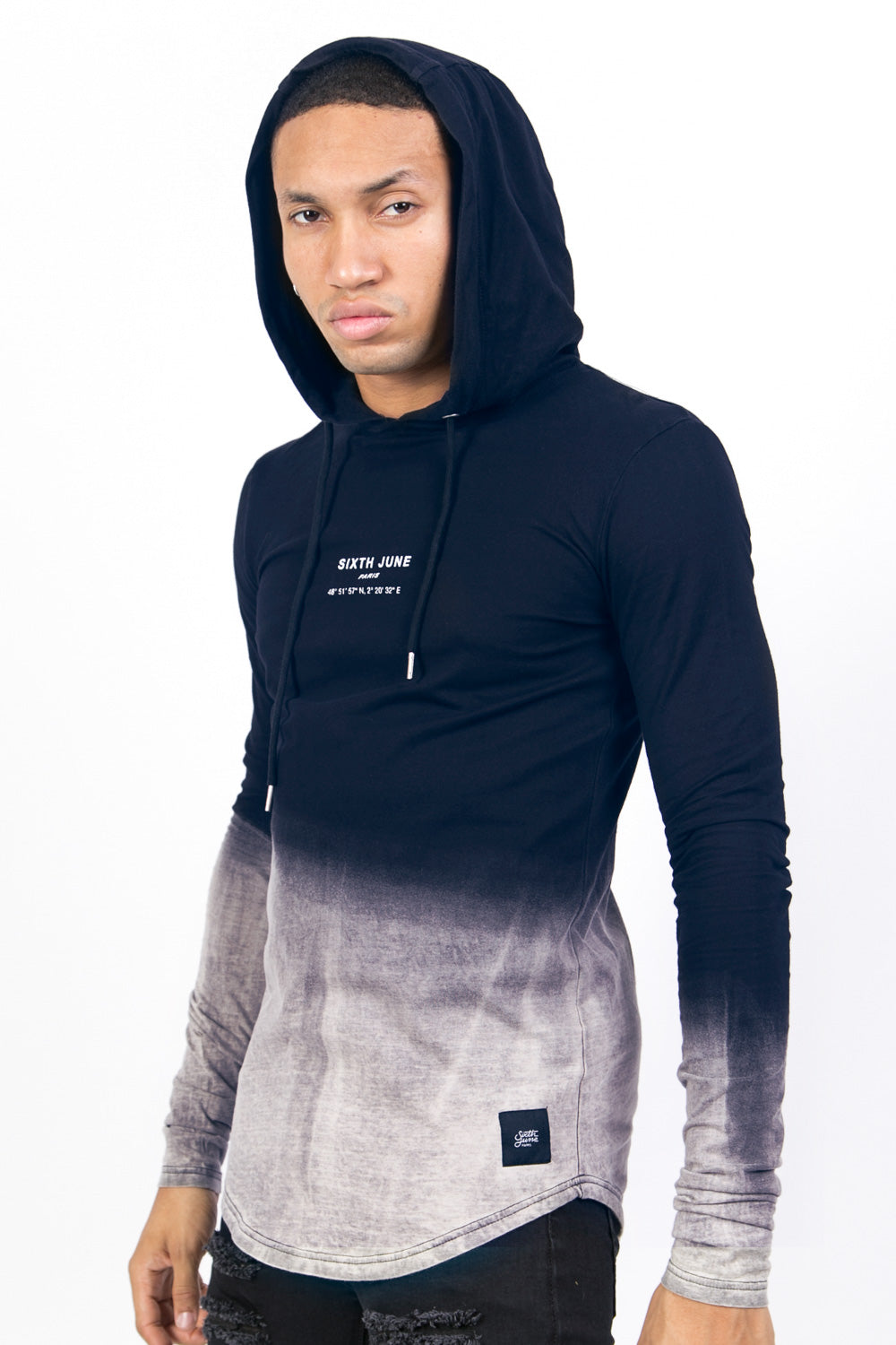 Sixth June - T-shirt capuche tie dye Paris GPS bleu blanc