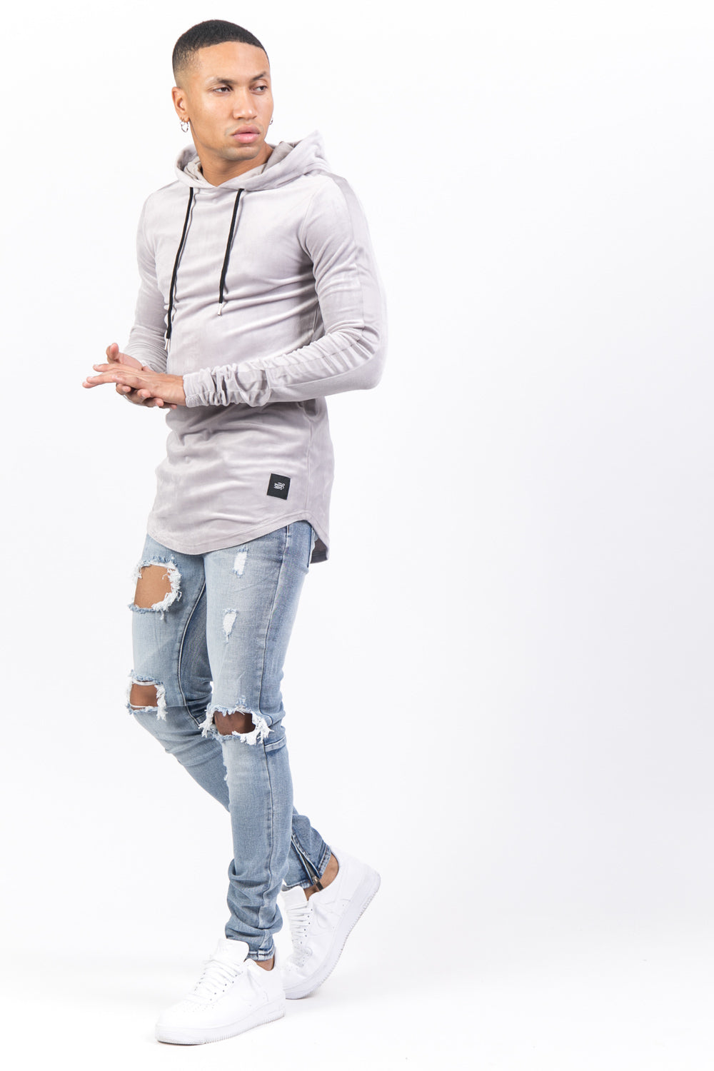 Sixth June - Sweat capuche velours gris