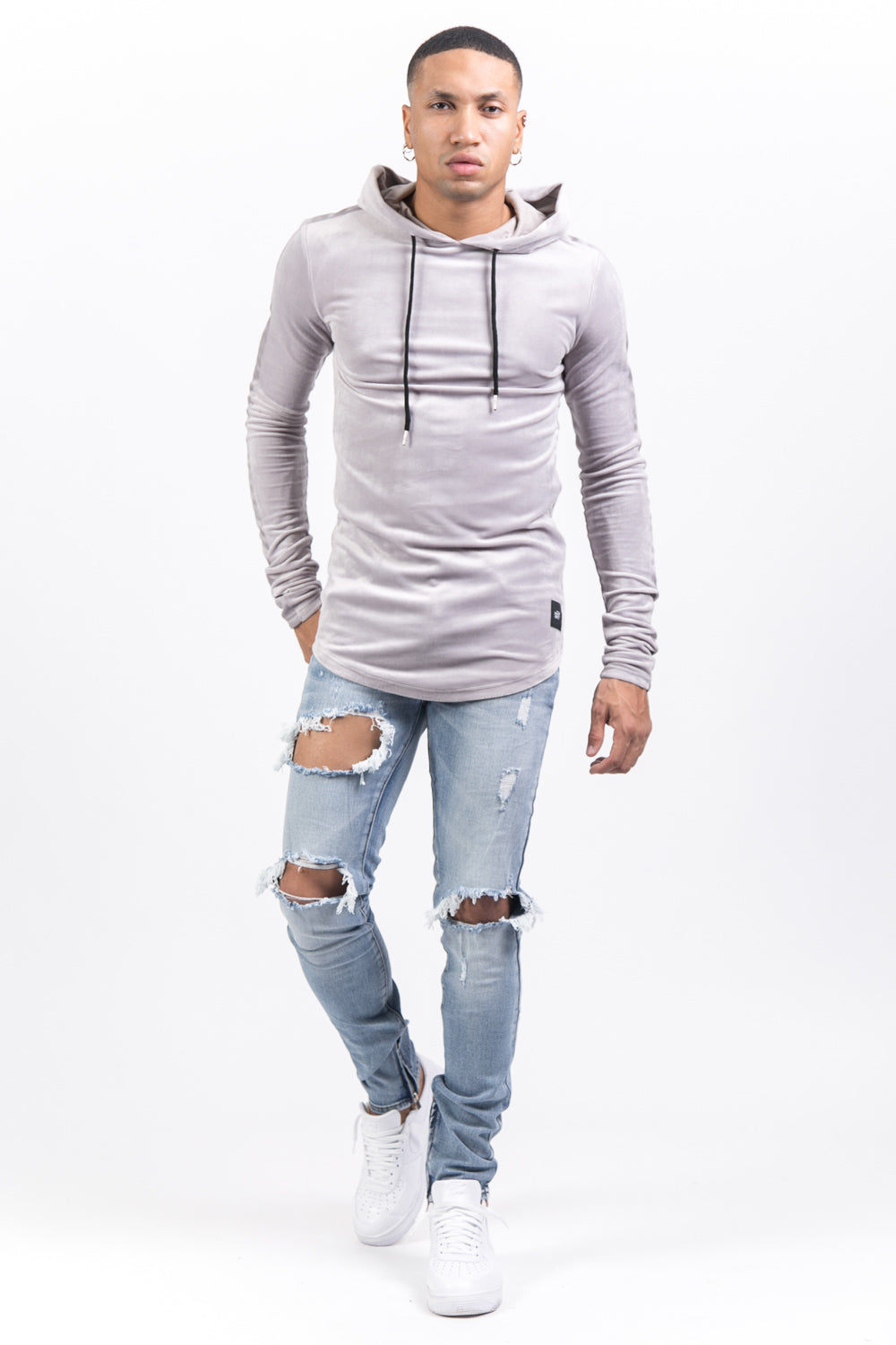 Sixth June - Sweat capuche velours gris