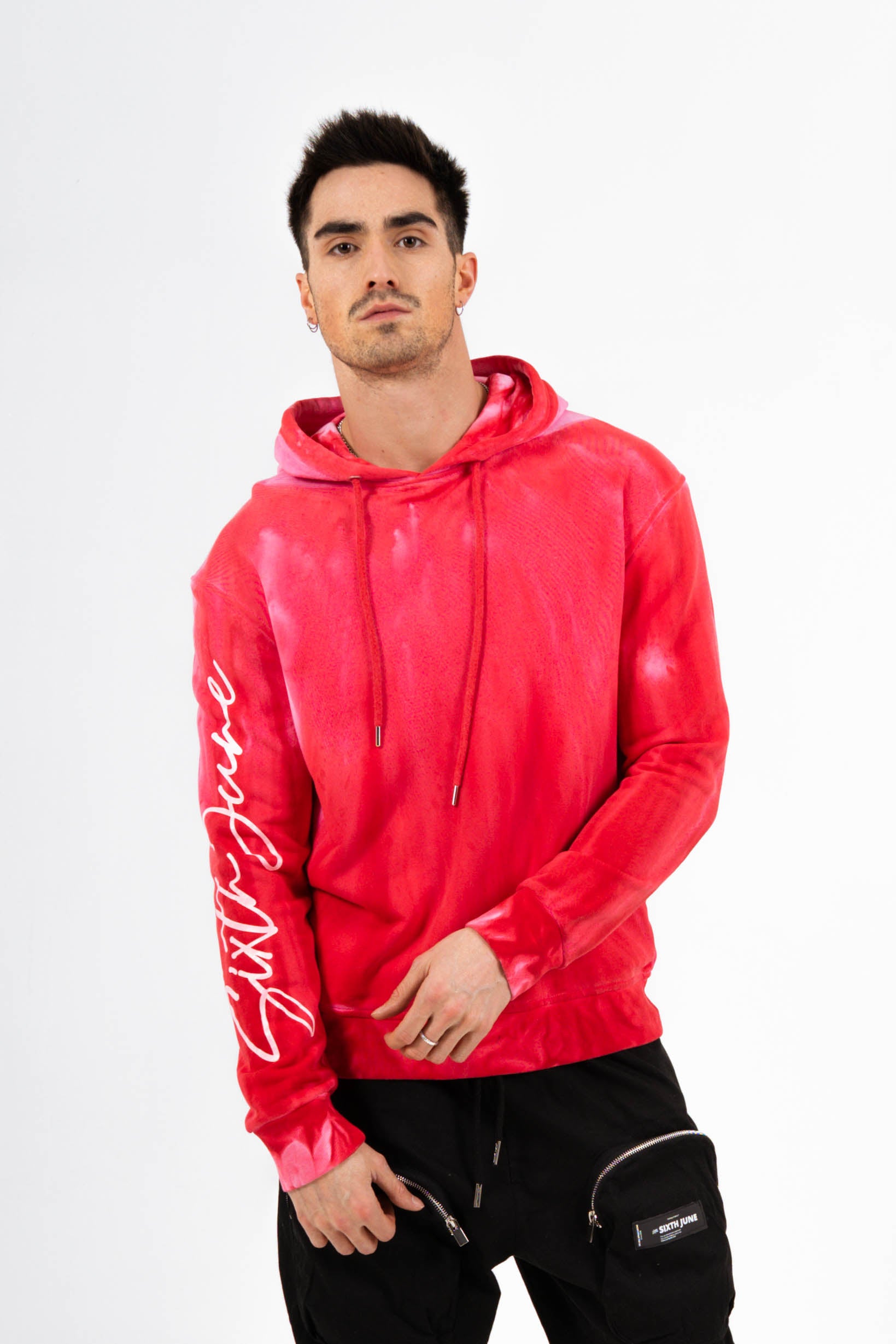 Sixth June - Sweat capuche délavé Rouge