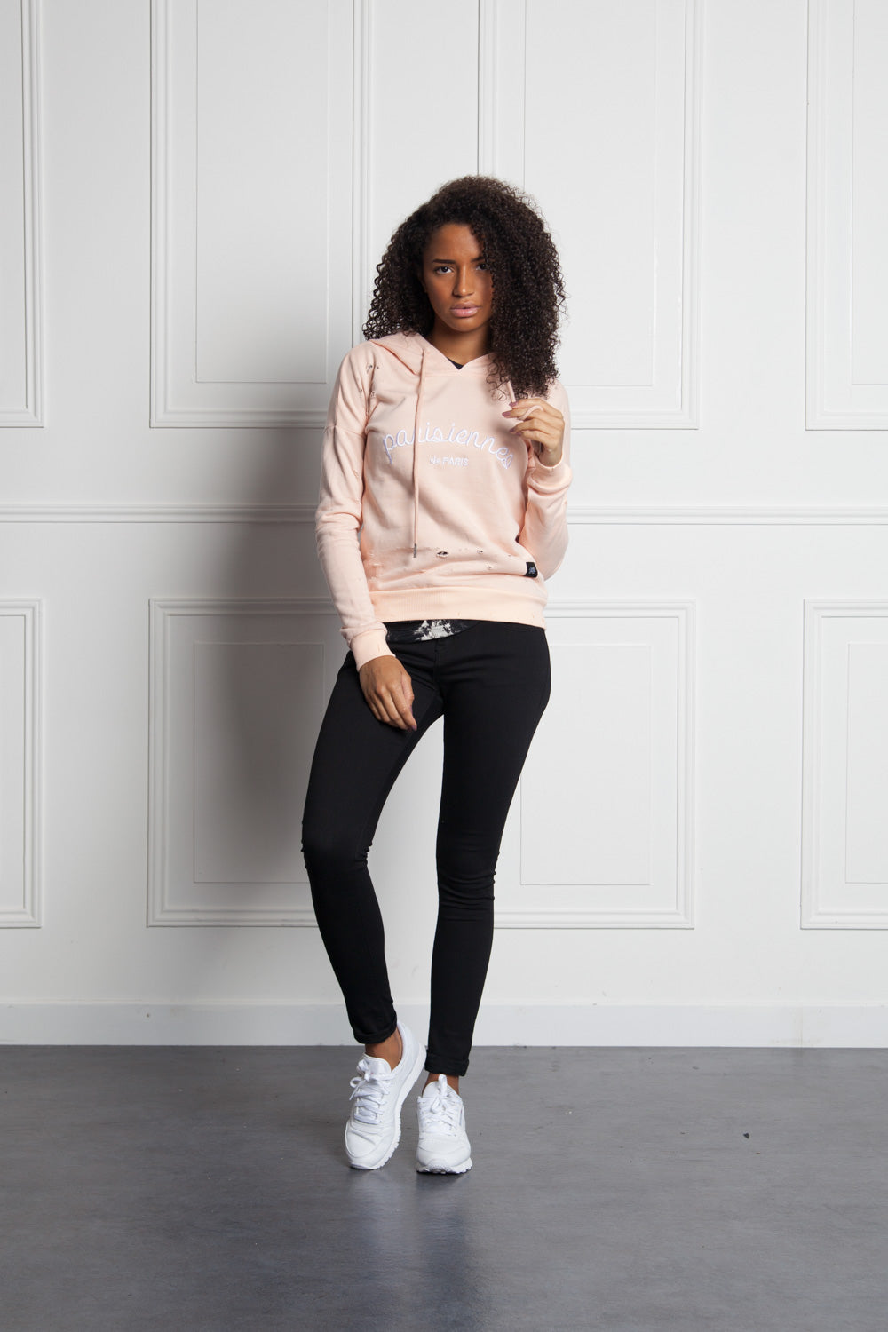 Sixth June - Sweat-shirt Parisiennes destroy rose W2367CS