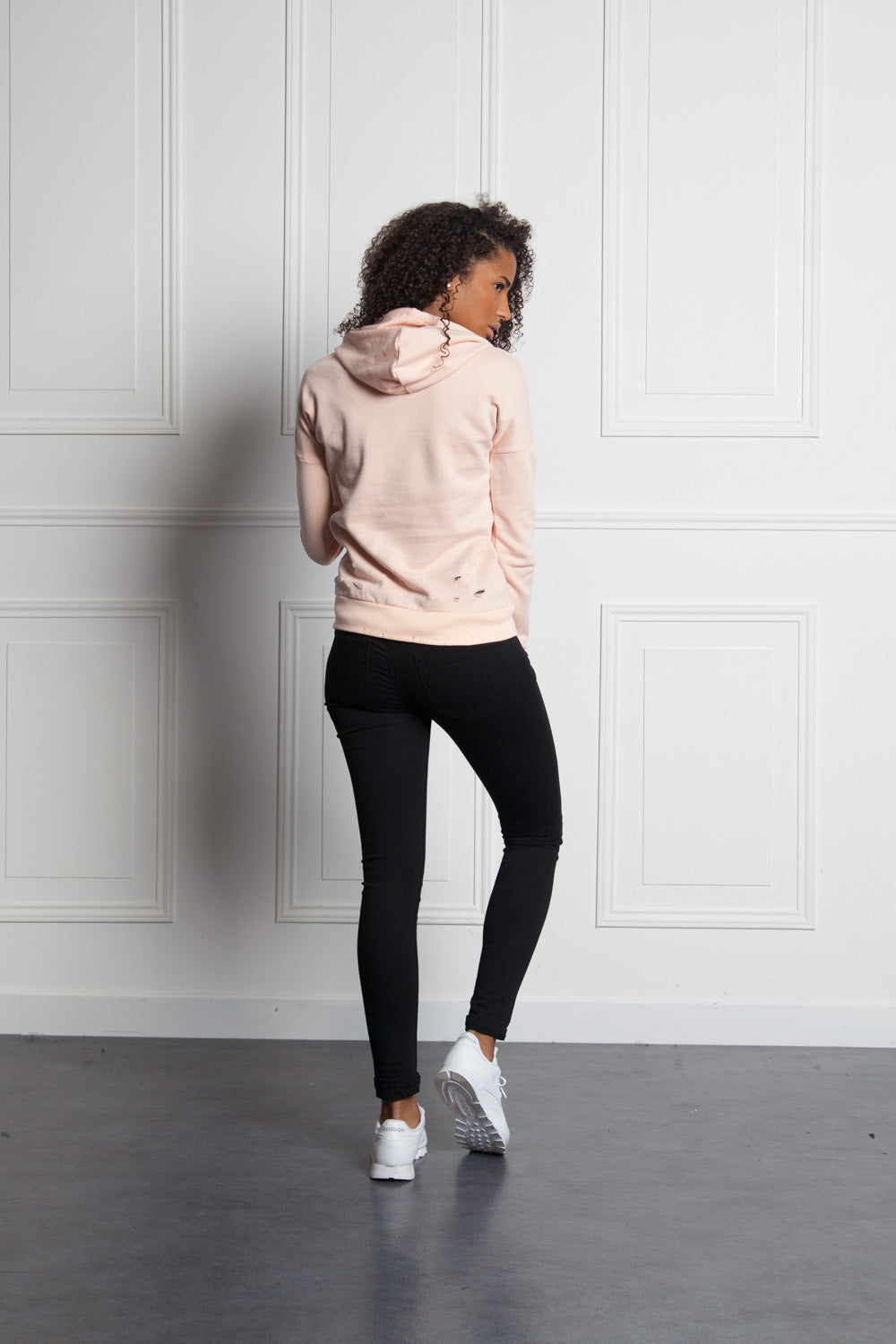 Sixth June - Sweat-shirt Parisiennes destroy rose W2367CS