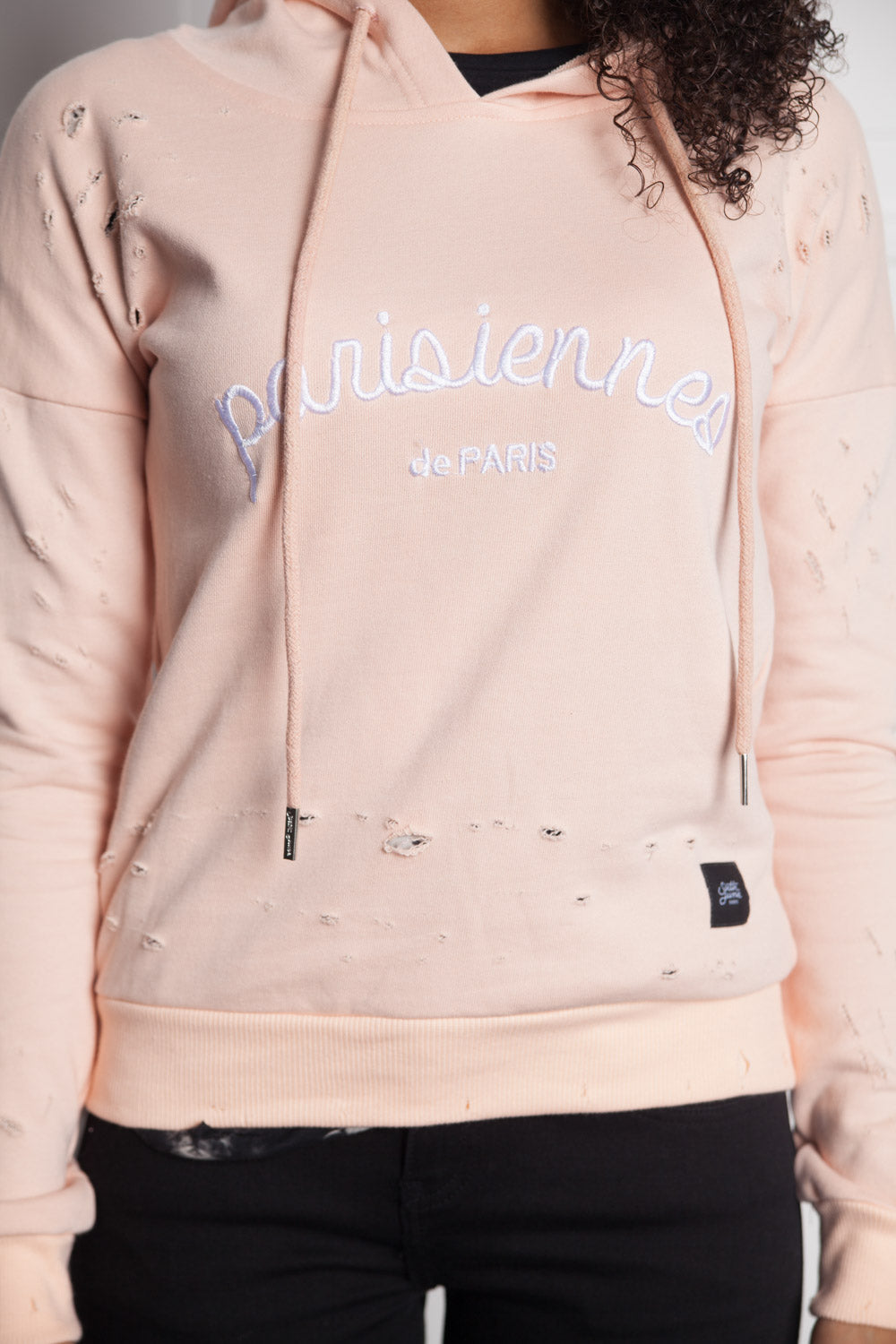 Sixth June - Sweat-shirt Parisiennes destroy rose W2367CS