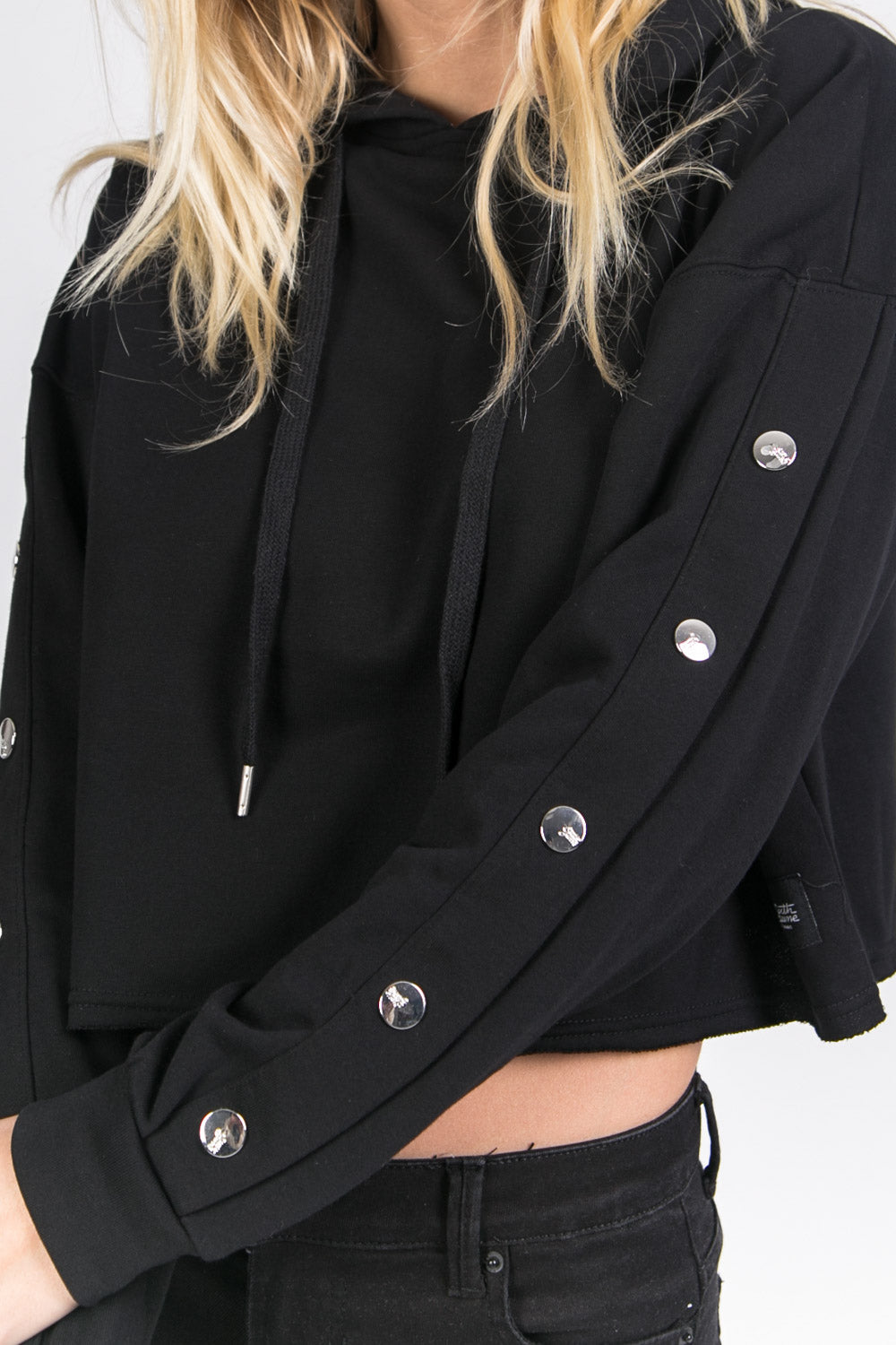 Sixth June - Sweat crop top boutons noir