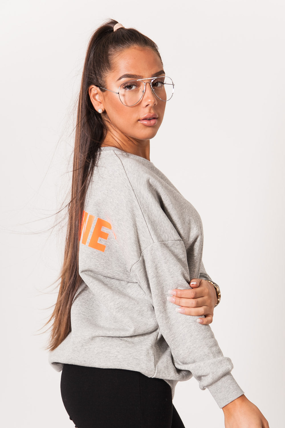 Sixth June - Sweat imprimé orange oversize gris