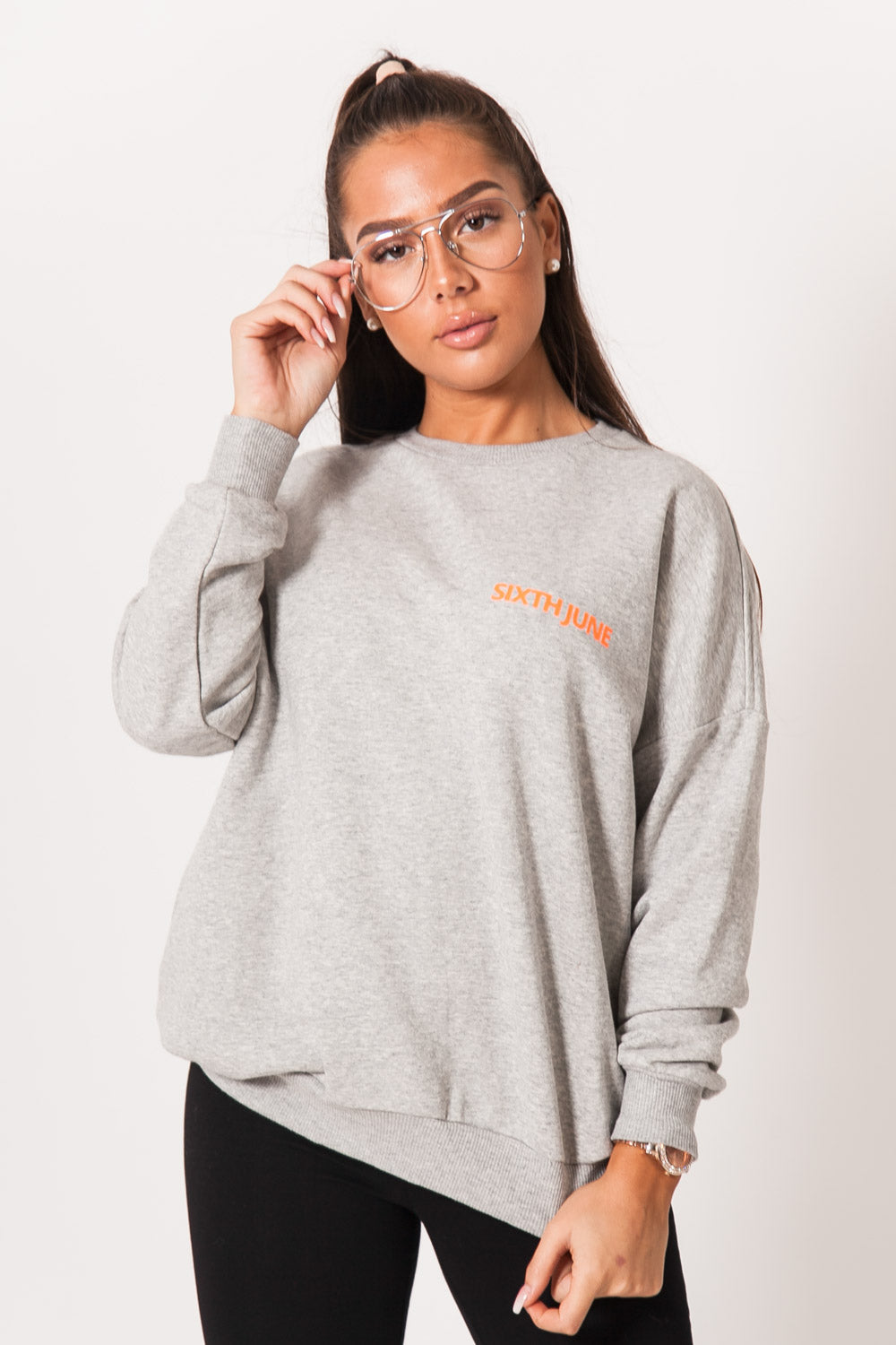 Sixth June - Sweat imprimé orange oversize gris