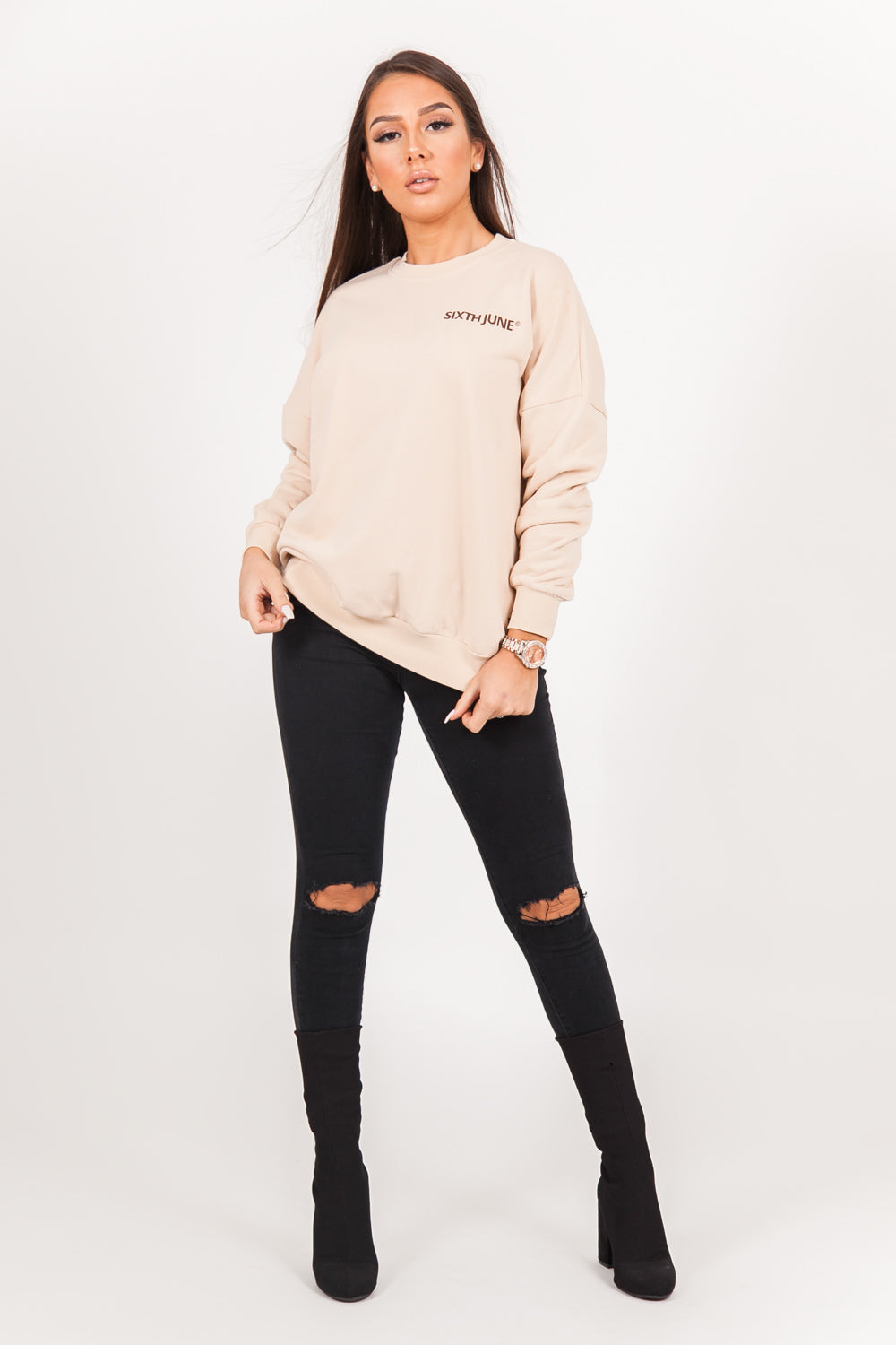 Sixth June - Sweat oversize imprimé beige