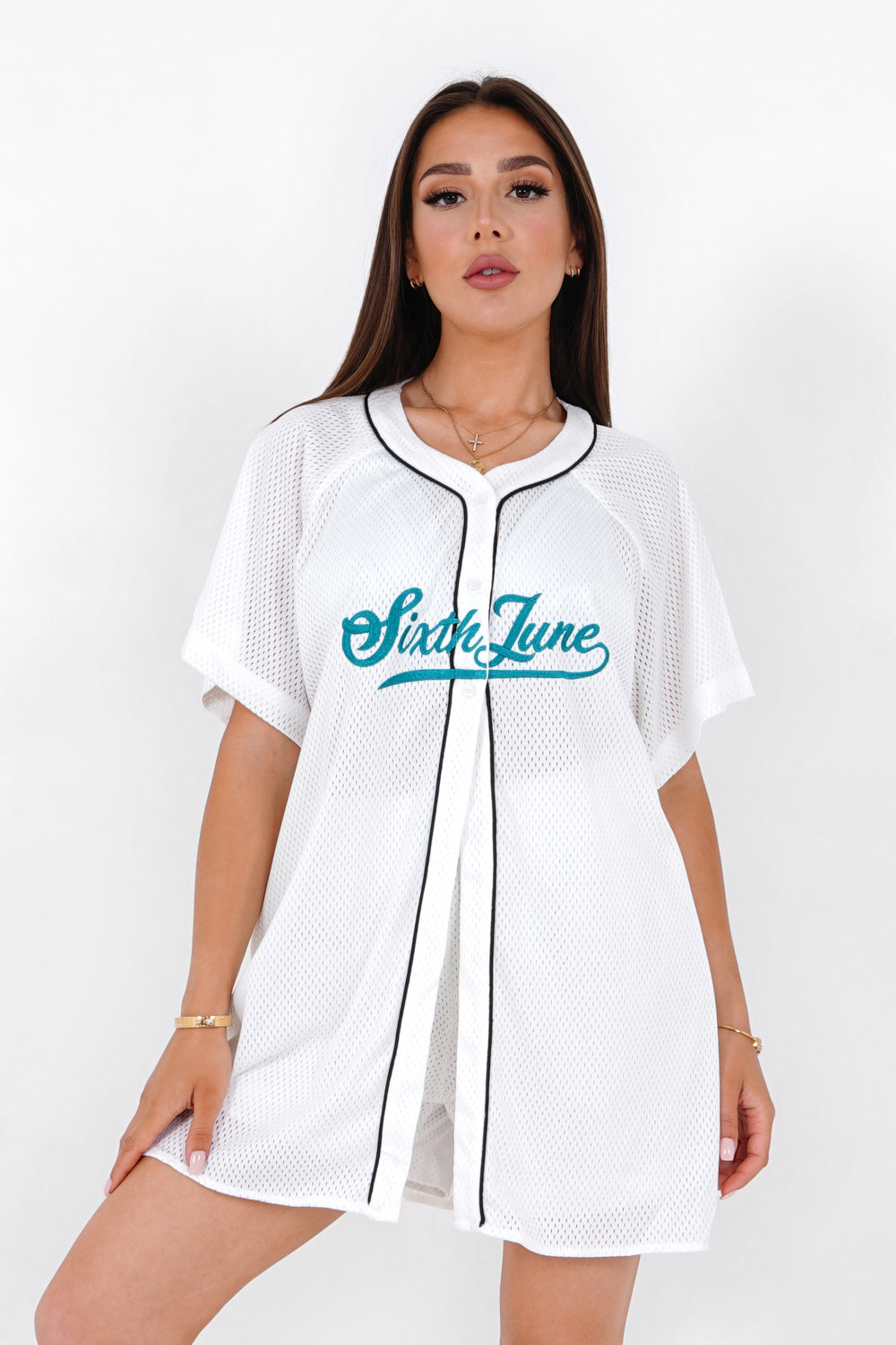 Sixth June - Chemise mesh oversize signature Blanc