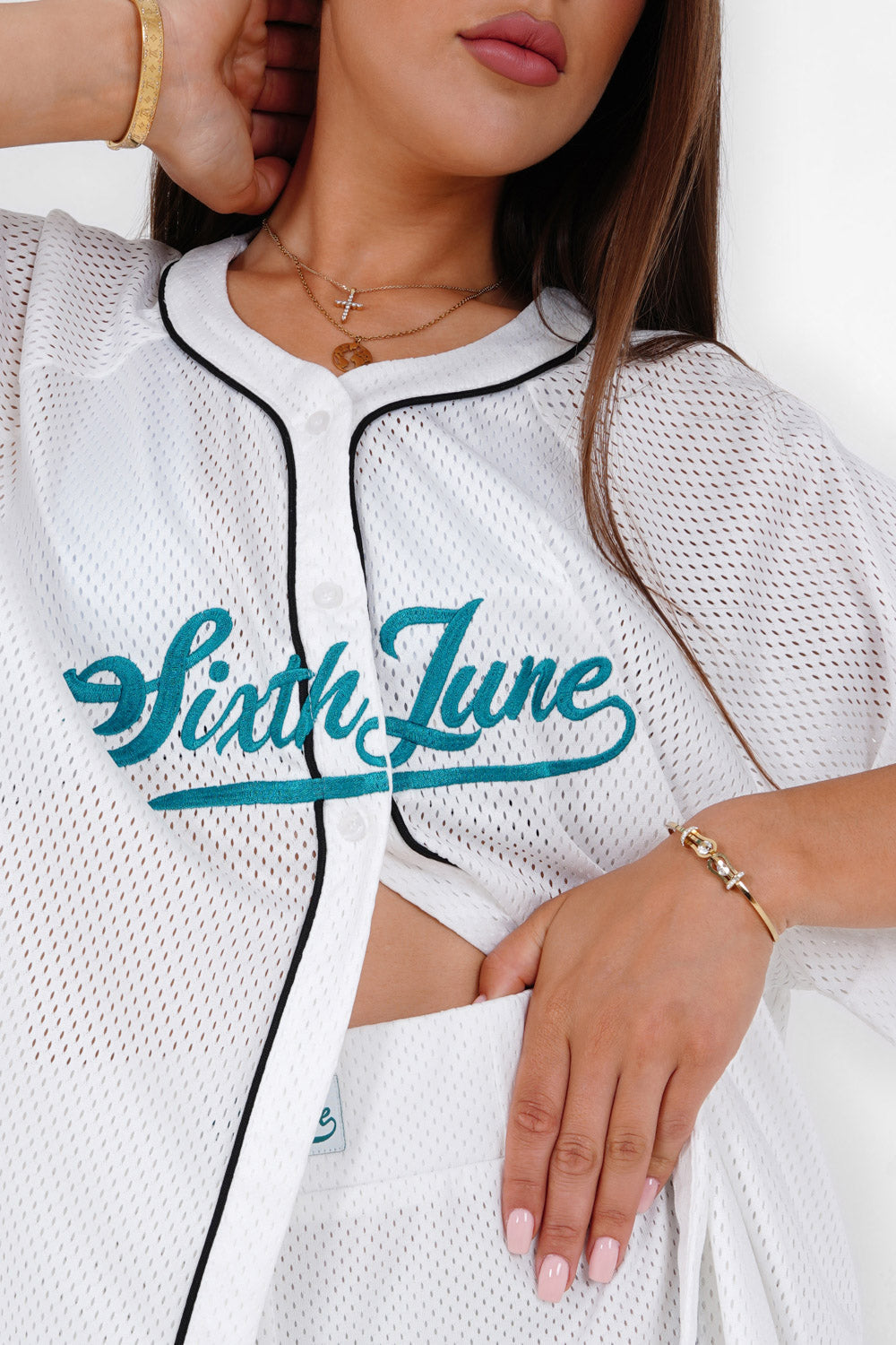 Sixth June - Chemise mesh oversize signature Blanc