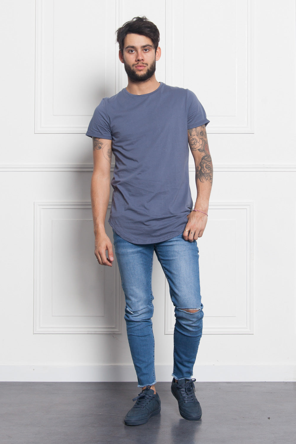 Sixth June - T-shirt bas arrondi bleu foncé