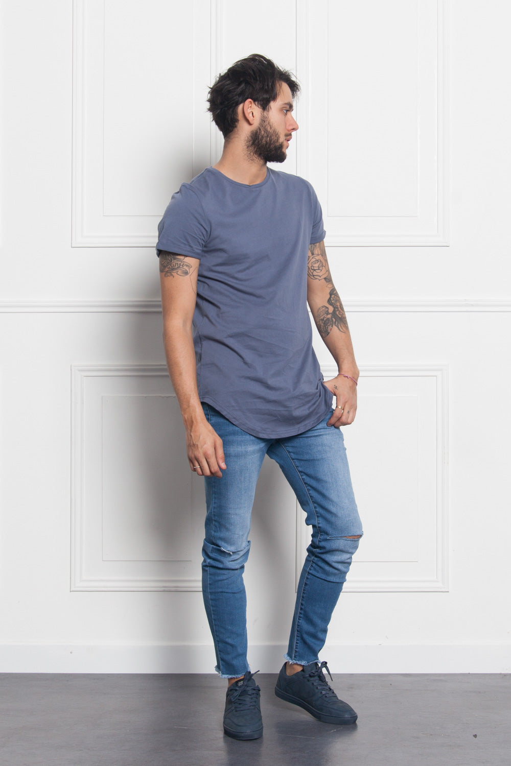 Sixth June - T-shirt bas arrondi bleu foncé