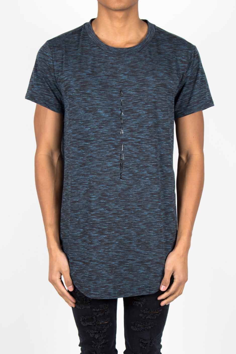 Sixth June - T-shirt rayé imprimé logo bleu