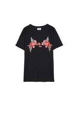 Sixth June - T-shirt brodé roses noir