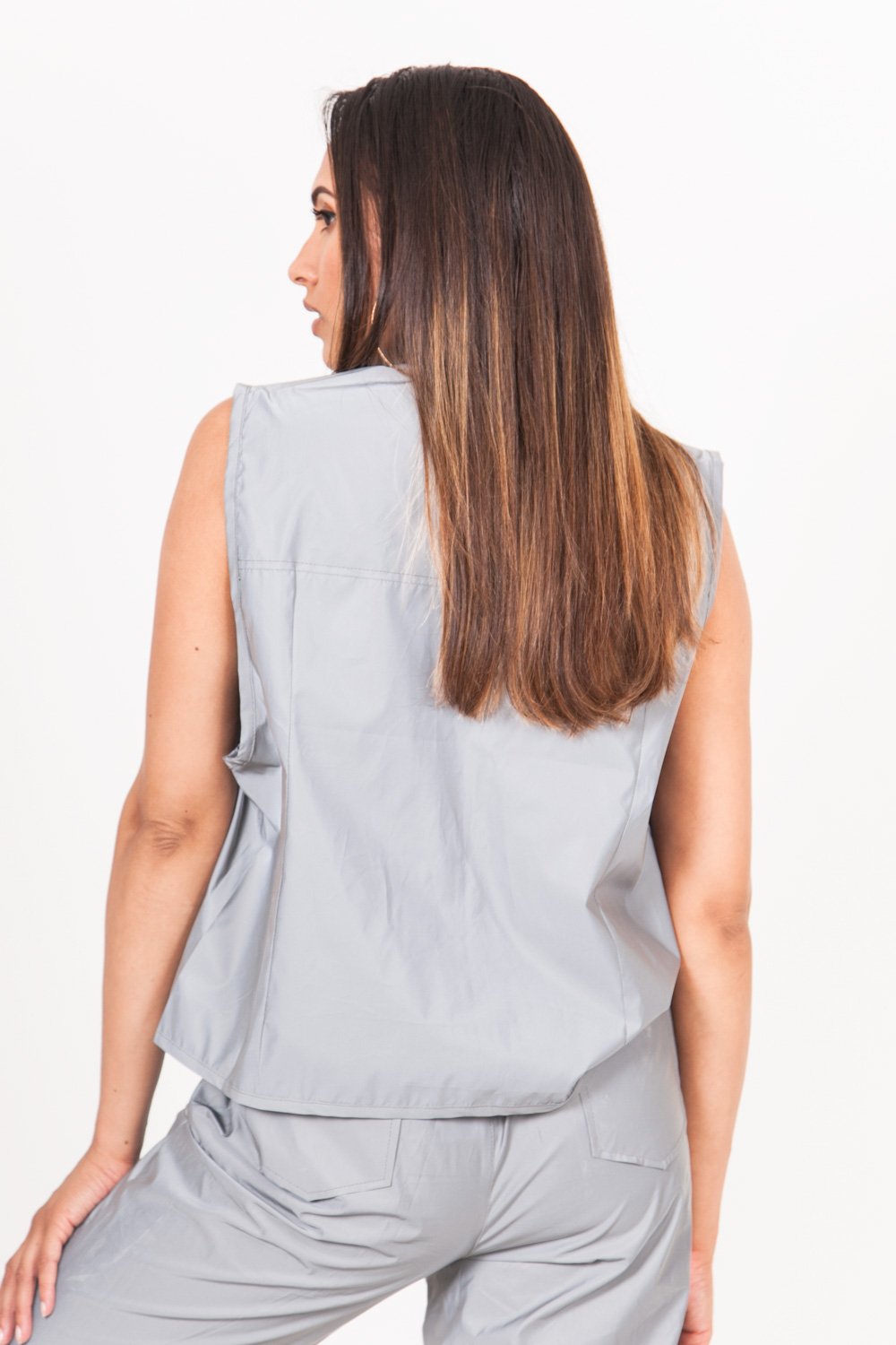 Multiple Pockets Reflective Jacket Grey