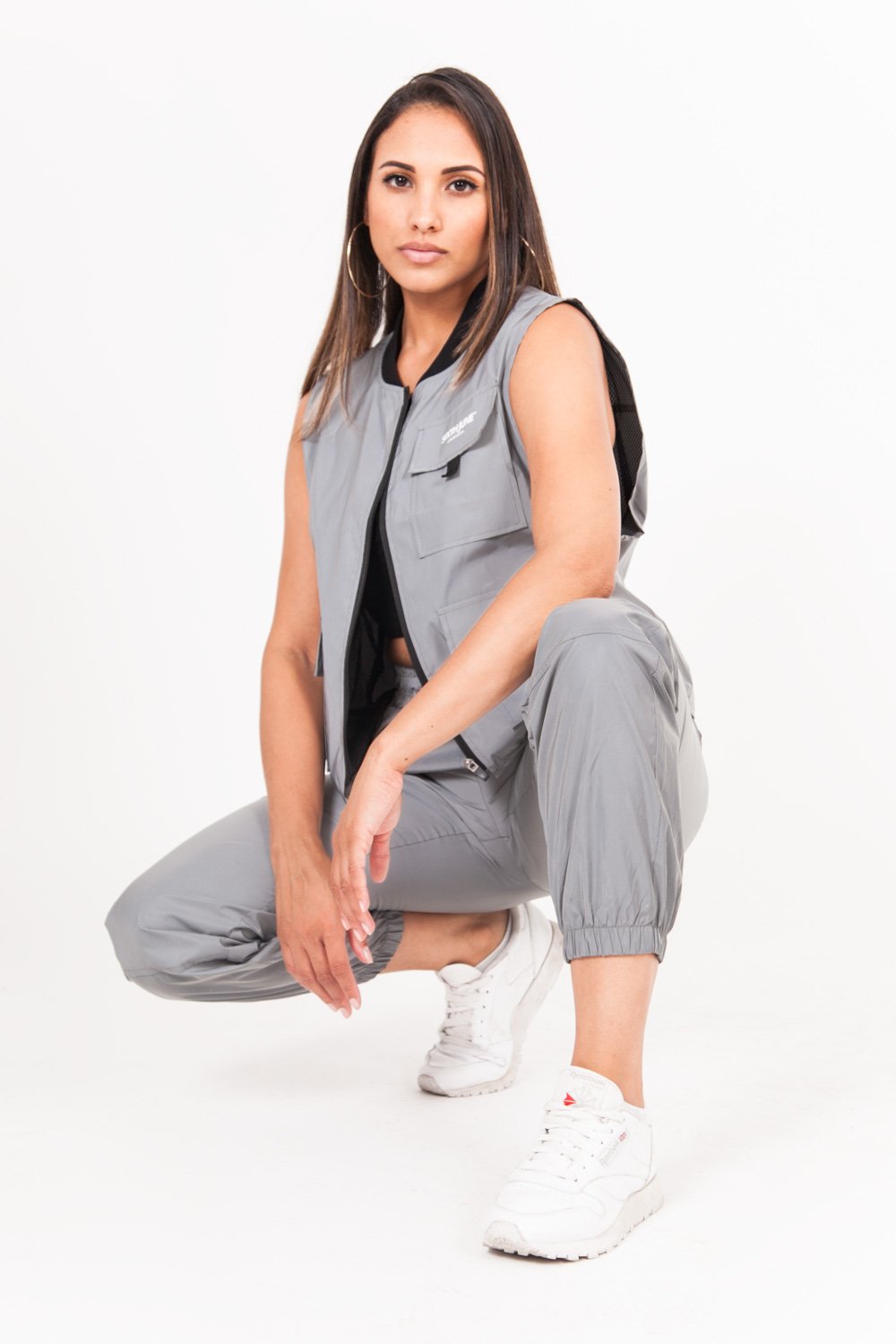 Multiple Pockets Reflective Jacket Grey
