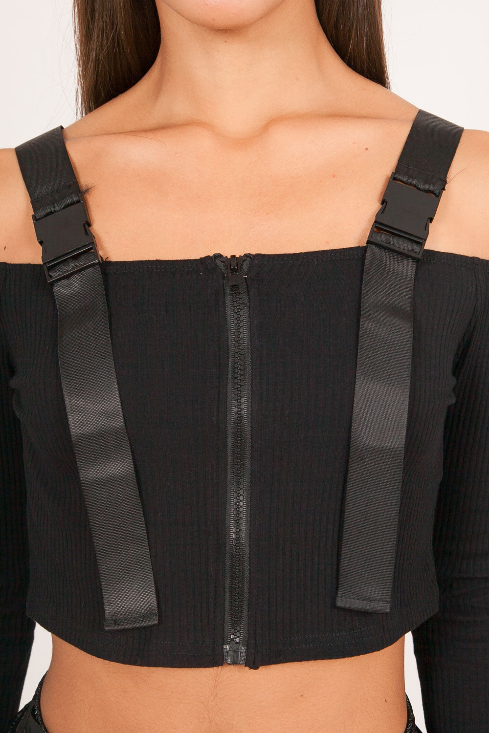 Sixth June - Top boucle zip noir