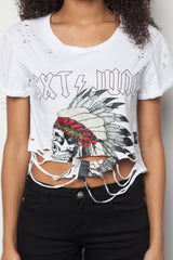 Sixth June - Crop top Monsters destroyed Women white W2632VTS