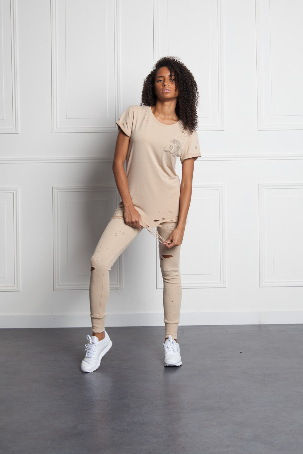 Sixth June - T-shirt imprimés chinois Femme destroy beige W2359VTS