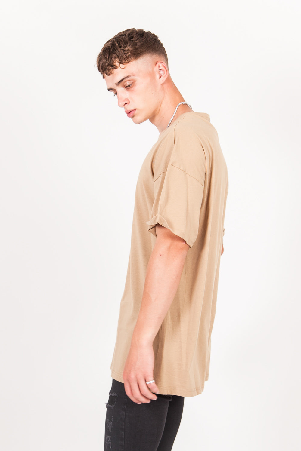 Sixth June - T-shirt épaules tombantes oversize beige M2437VTS