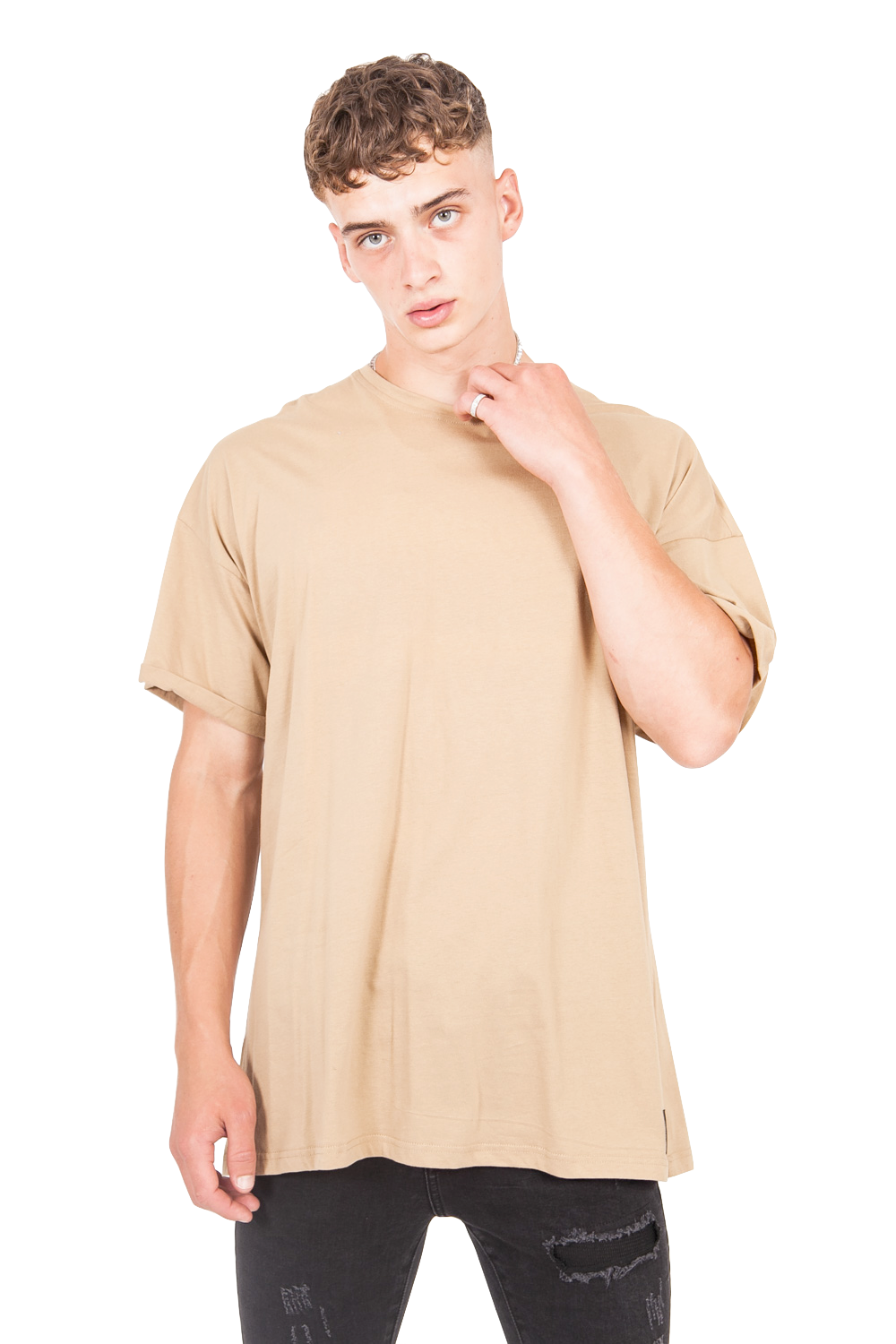 Sixth June - T-shirt épaules tombantes oversize beige M2437VTS