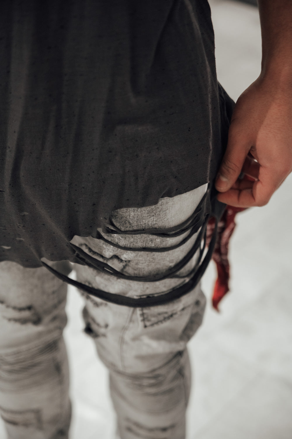 Sixth June - T-shirt oversize moucheté destroy gris foncé M2222VTS