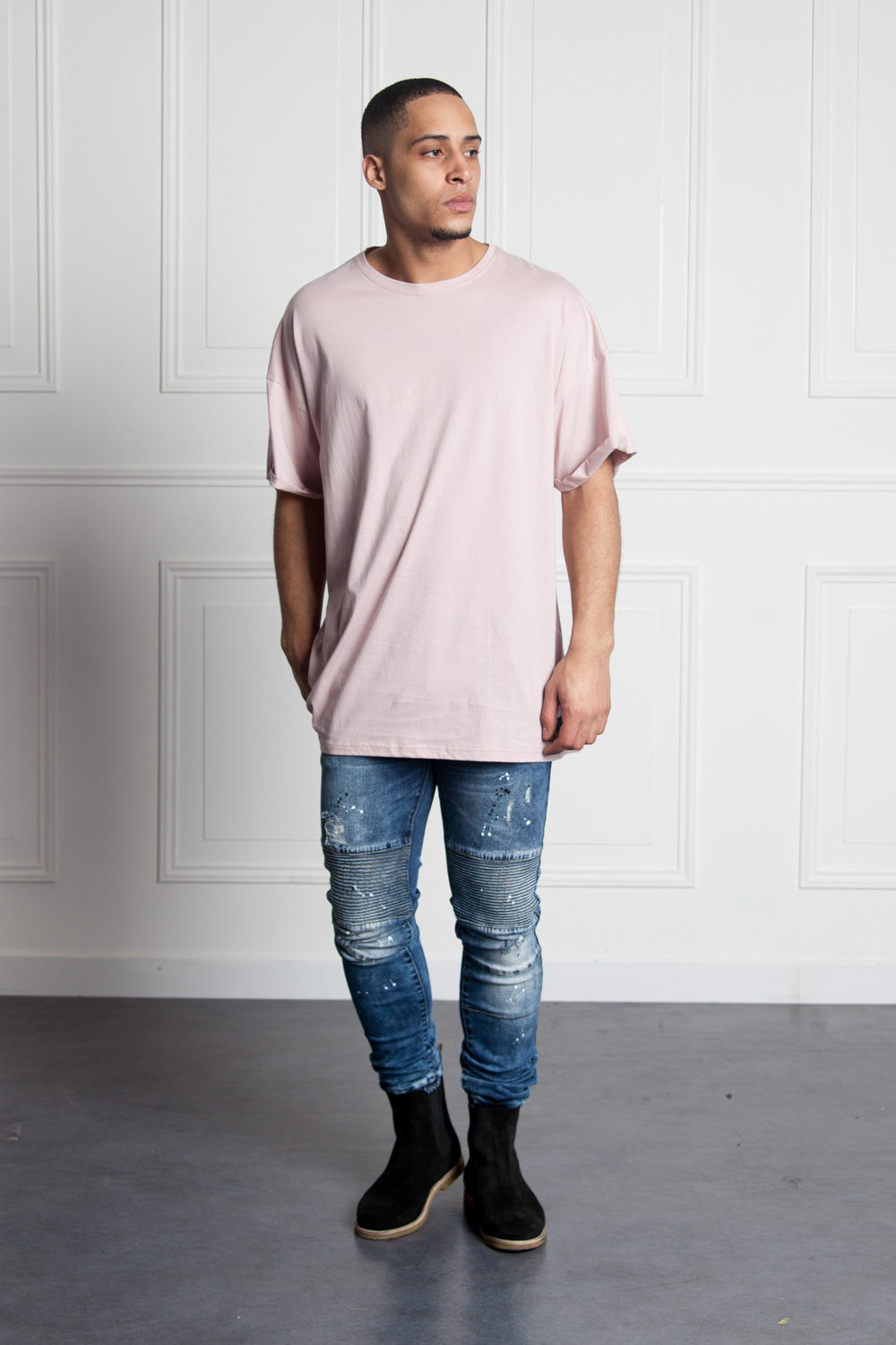 Sixth June - T-shirt épaules tombantes oversize rose M2437VTS