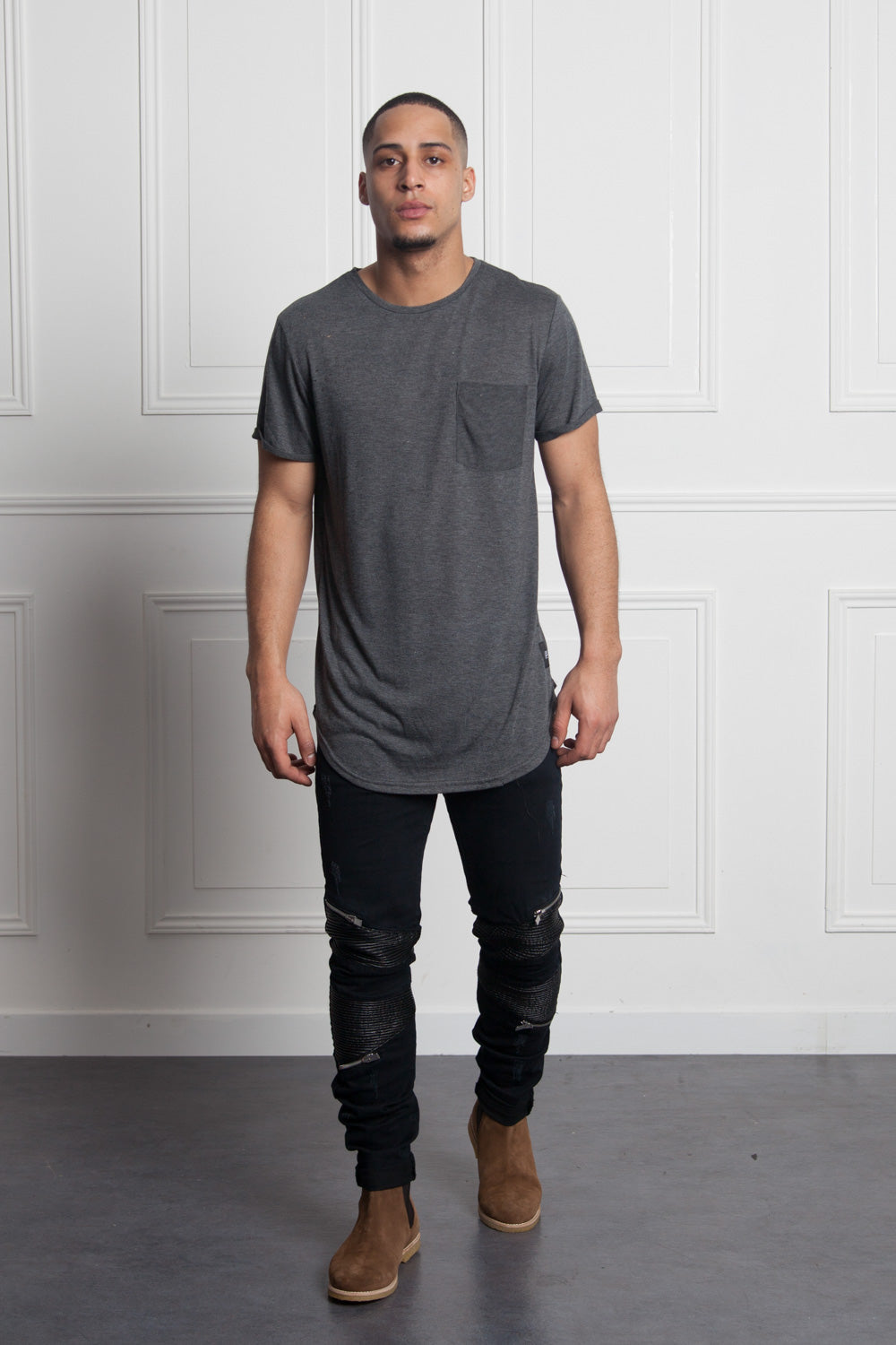 Sixth June - T-shirt chest pocket dark grey M2511VTS