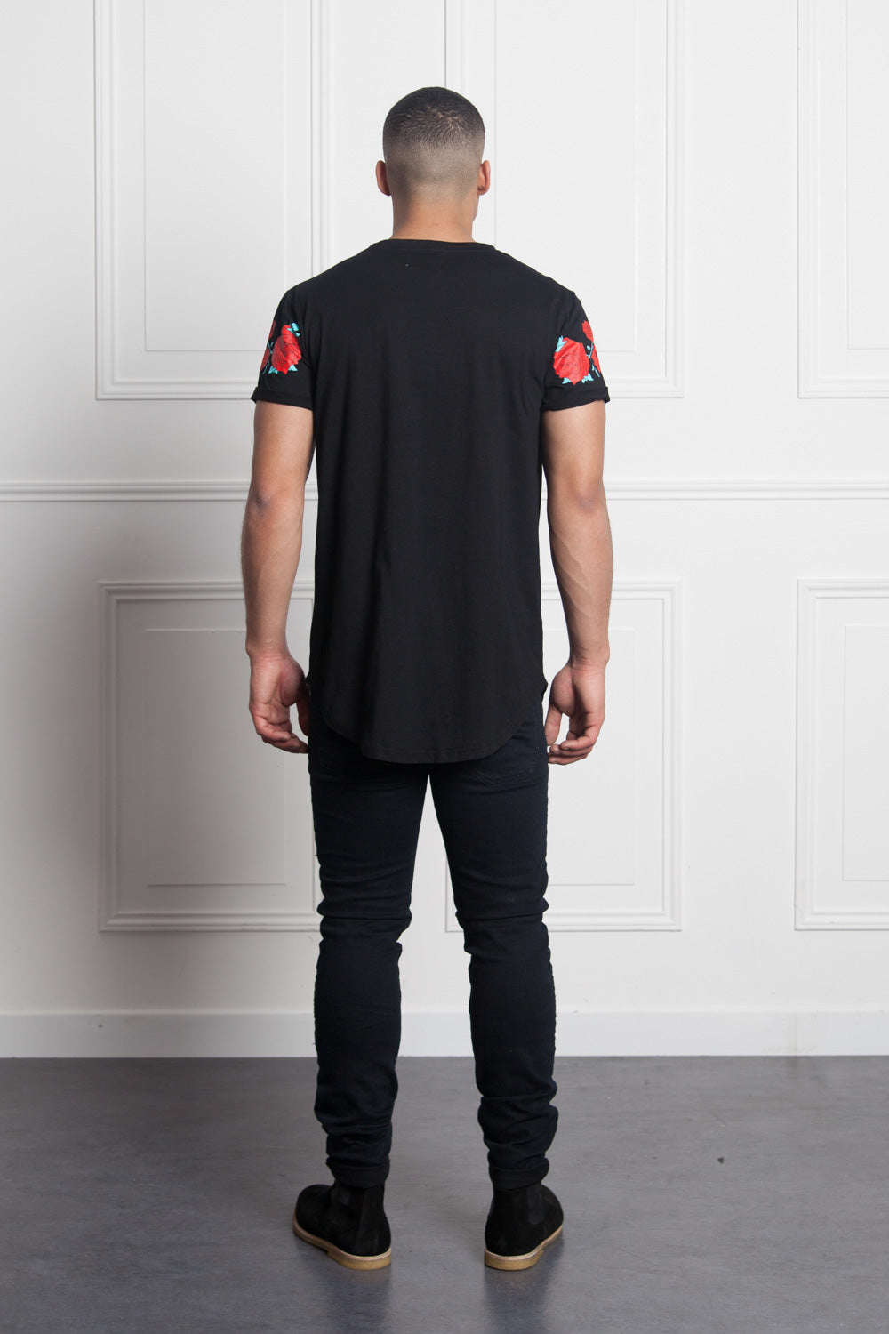 Sixth June - T-shirt roses flock print black M2525VTS