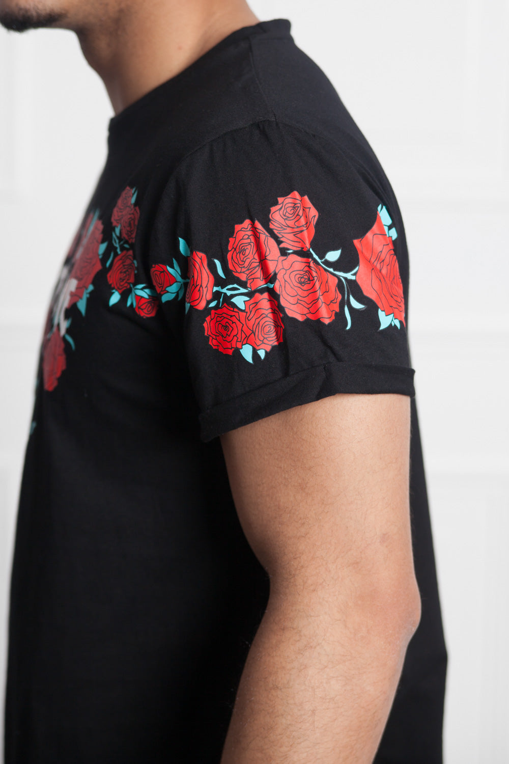 Sixth June - T-shirt roses flock print black M2525VTS