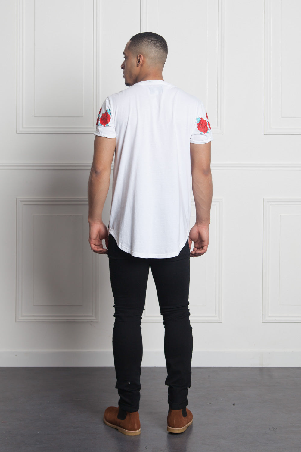 Sixth June - T-shirt roses flock print white M2525VTS