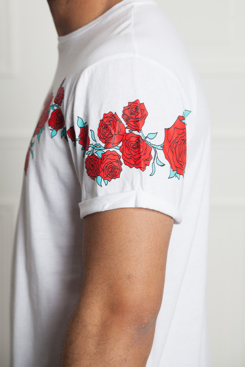 Sixth June - T-shirt roses flock print white M2525VTS