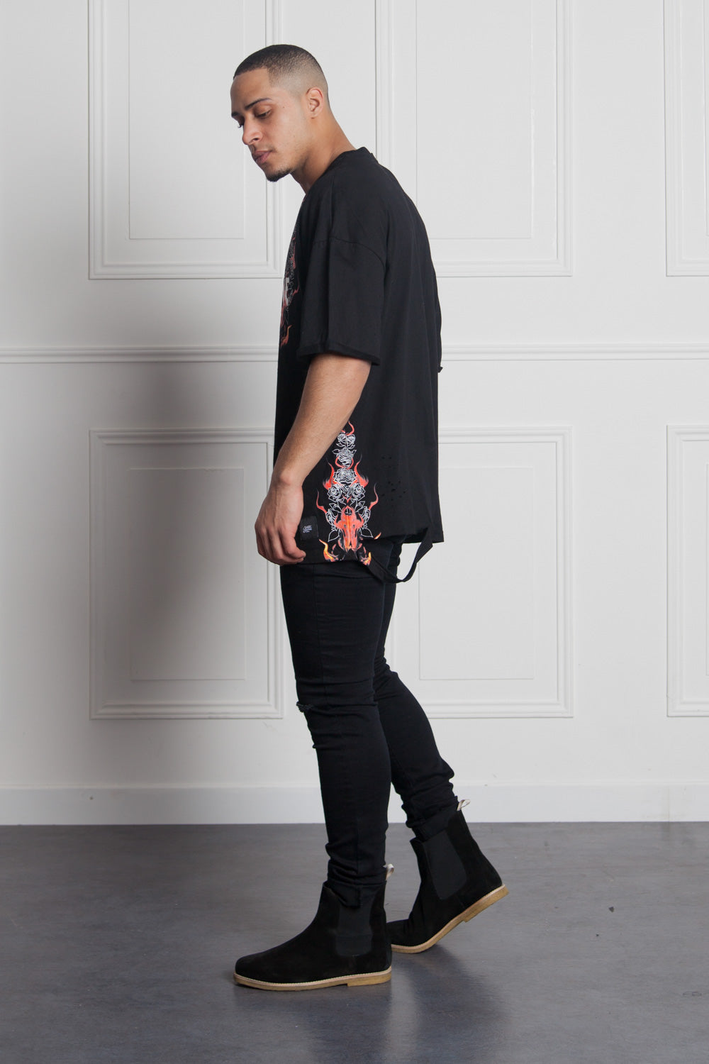 Sixth June - T-shirt fire print destroyed black M2530VTS