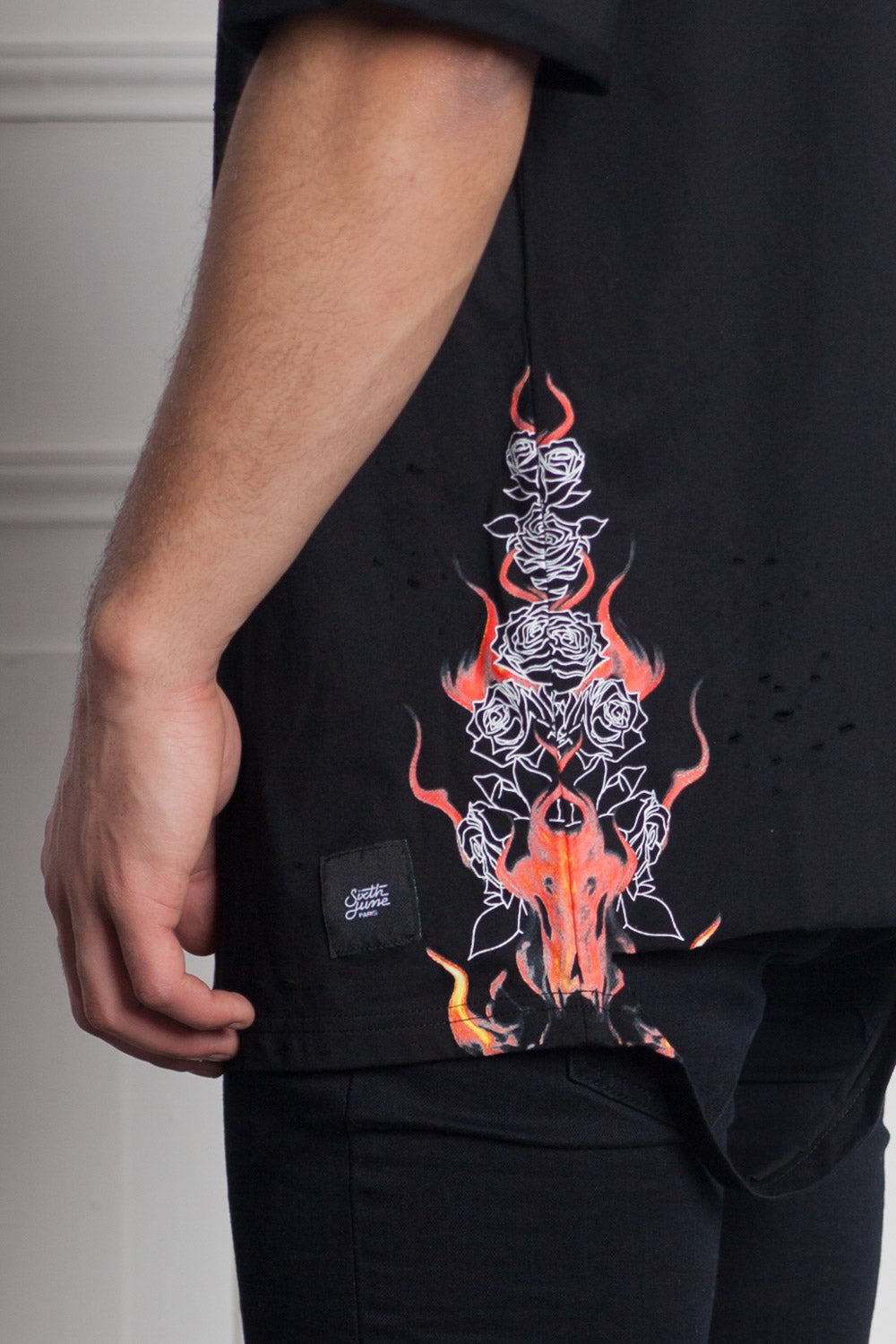 Sixth June - T-shirt fire print destroyed black M2530VTS