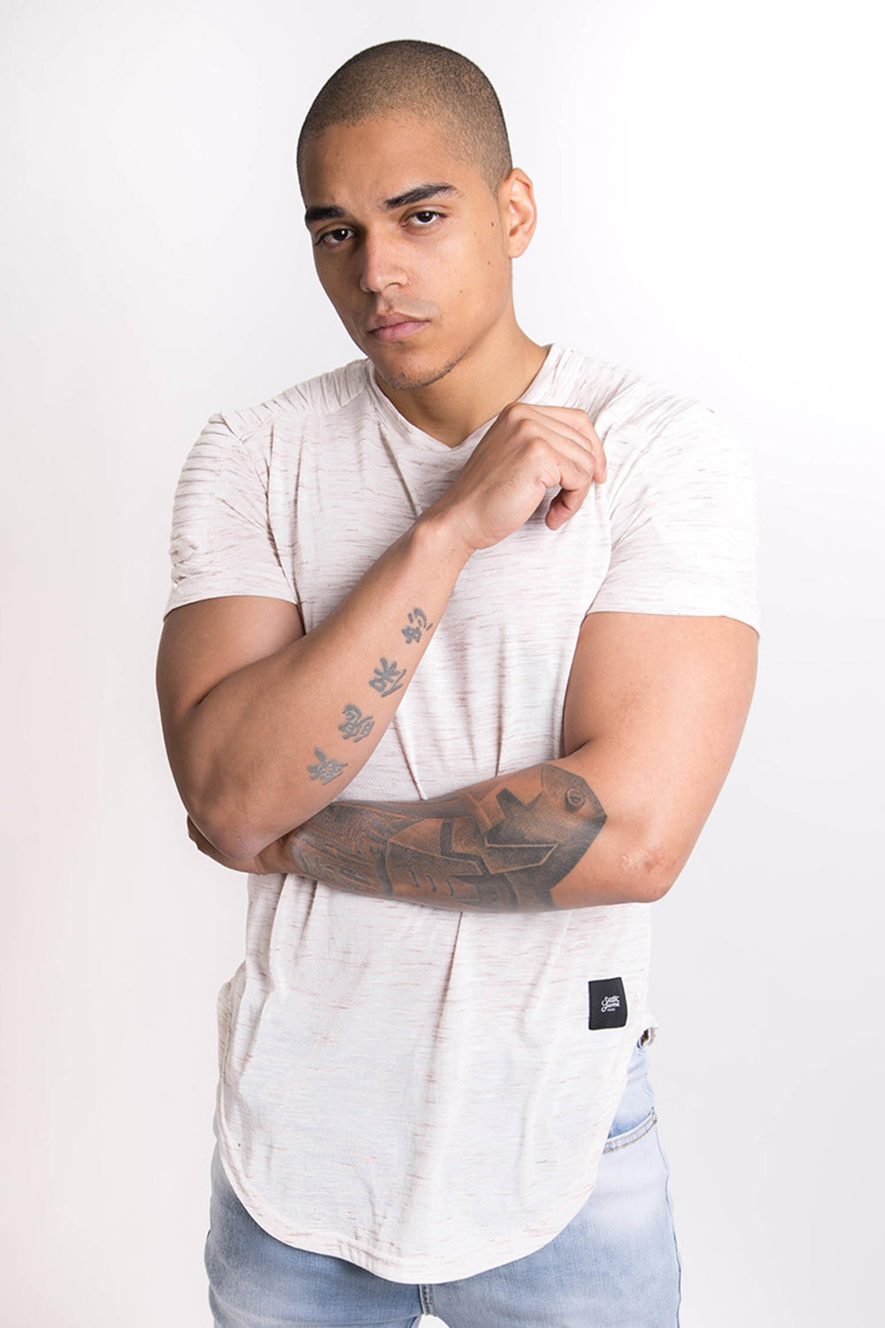 Sixth June - T-shirt chiné biker beige