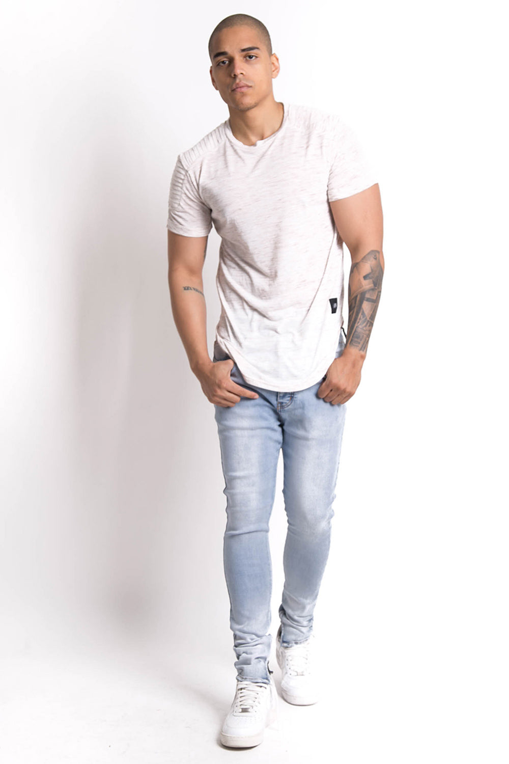 Sixth June - T-shirt chiné biker beige