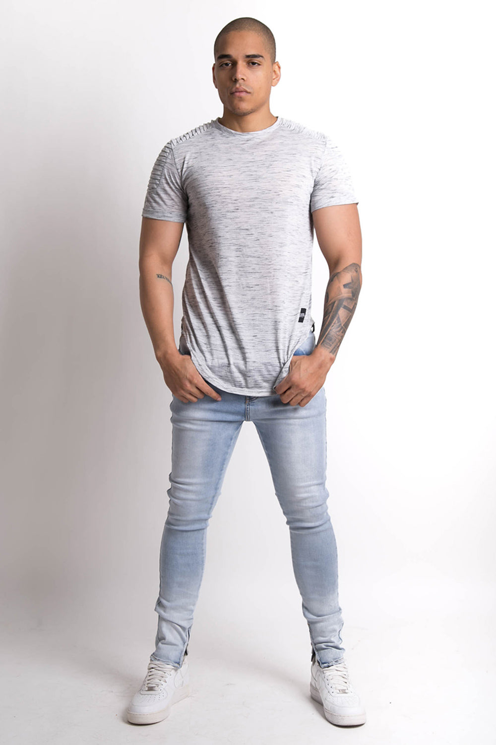 Sixth June - T-shirt chiné biker gris
