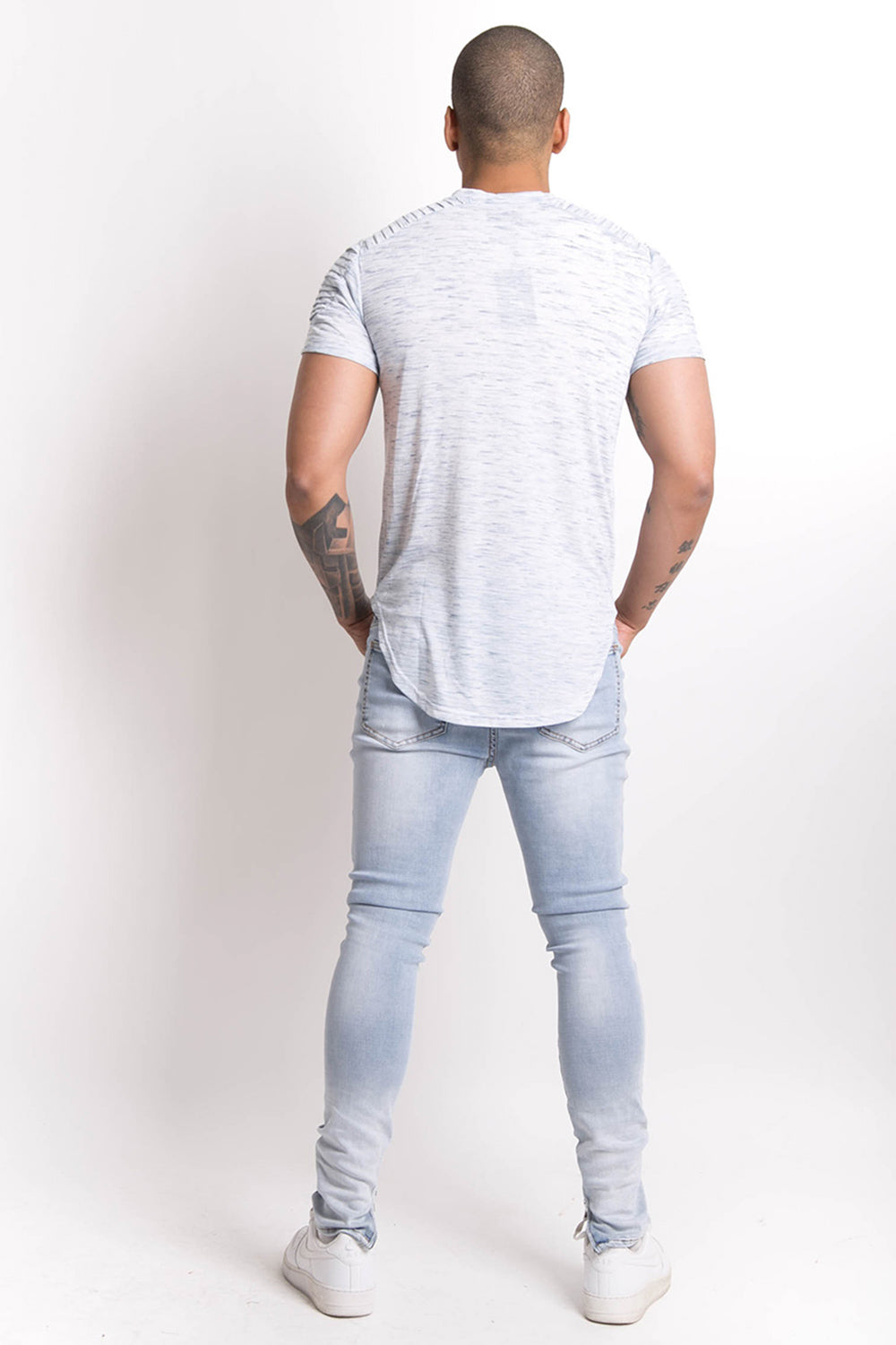 Sixth June - T-shirt chiné biker bleu