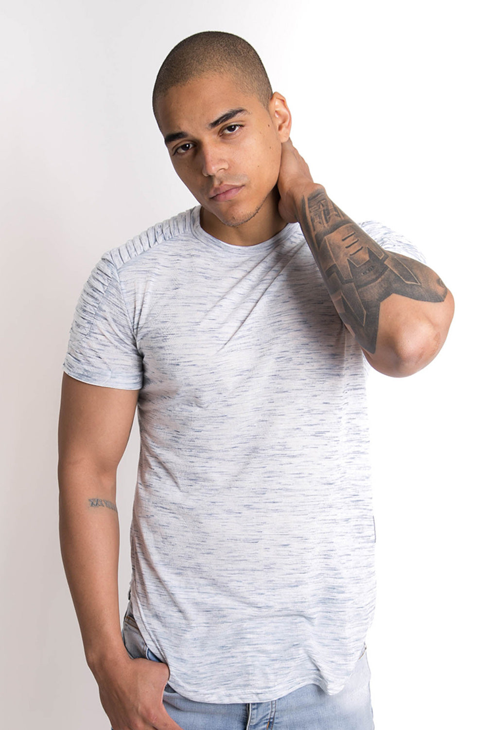 Sixth June - T-shirt chiné biker bleu