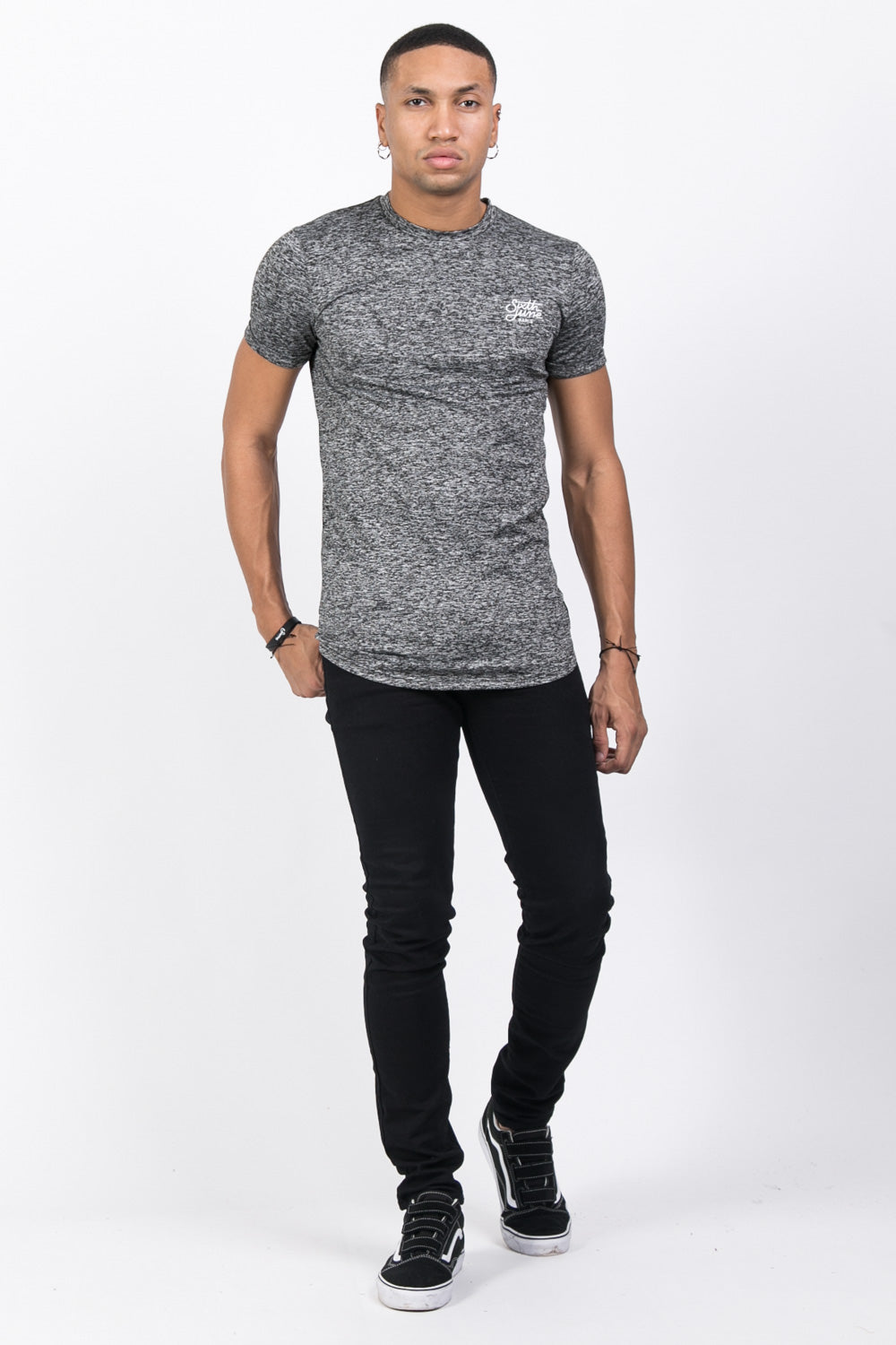 Sixth June - T-shirt stretch chiné gris foncé