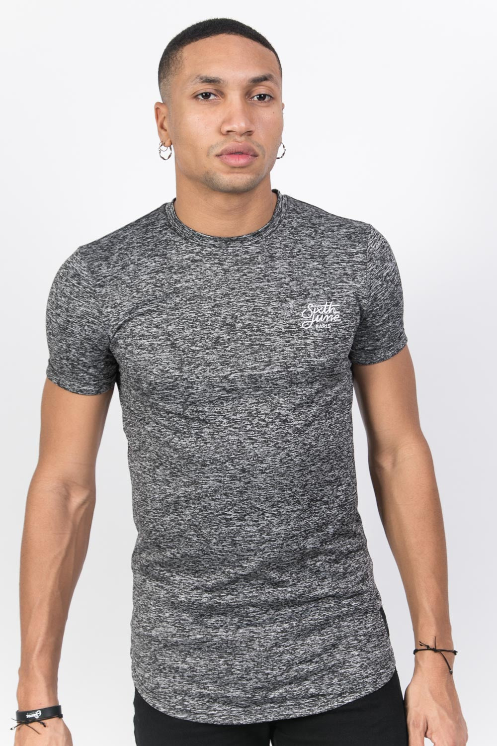 Sixth June - T-shirt stretch chiné gris foncé