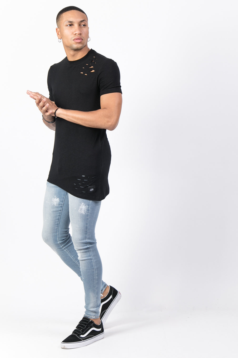 Sixth June - T-shirt trous asymétrique noir