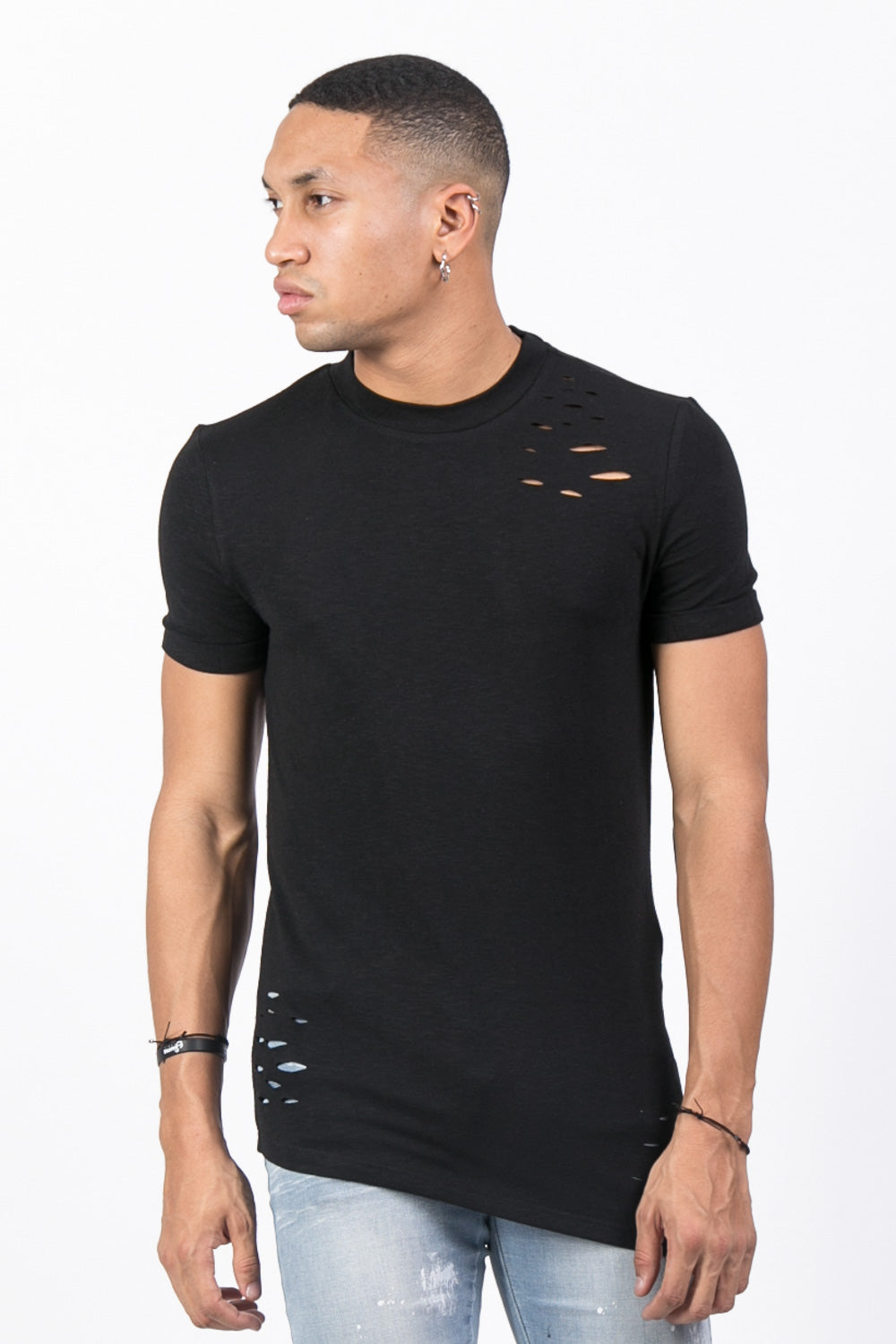 Sixth June - T-shirt trous asymétrique noir