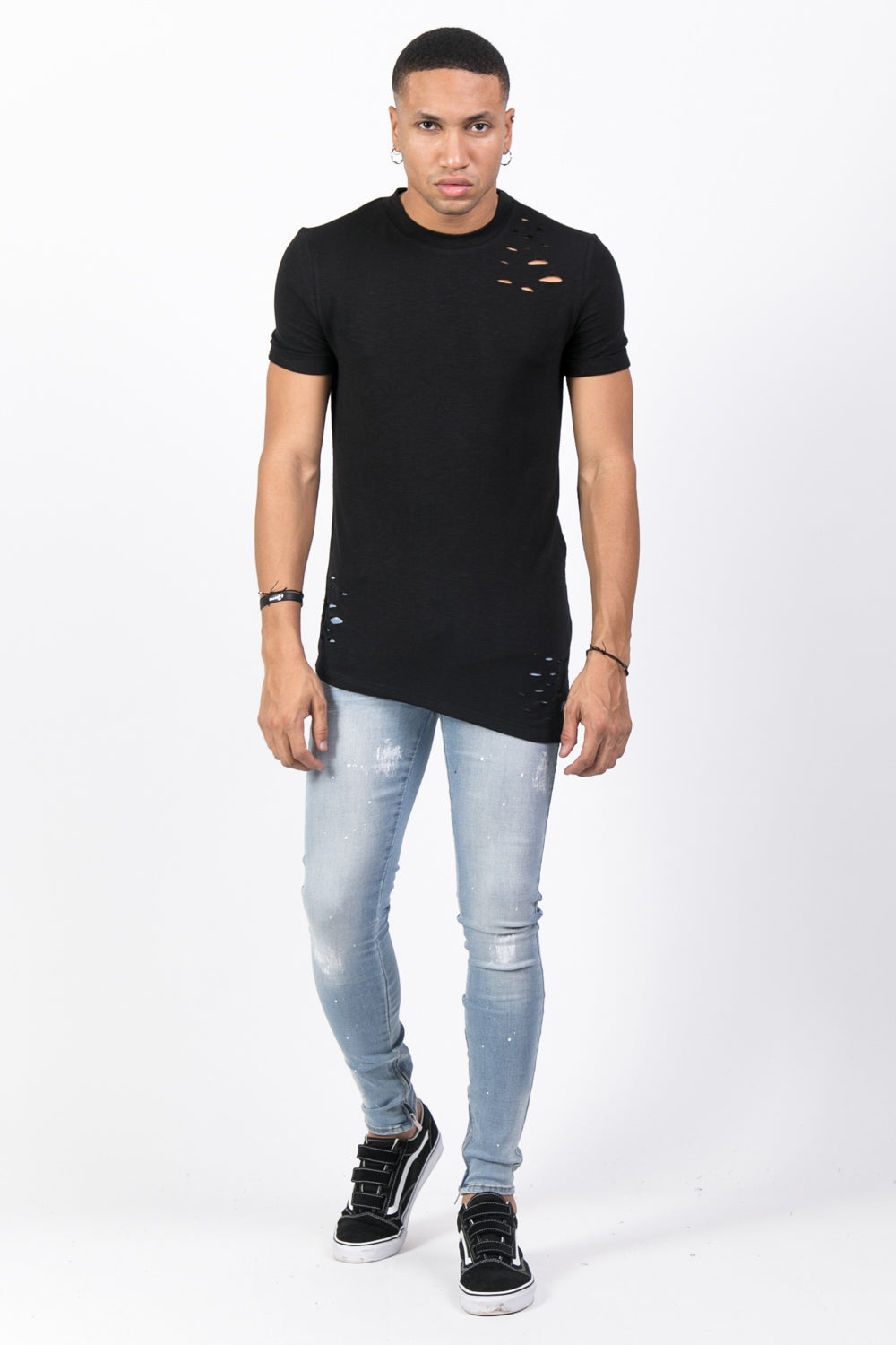 Sixth June - T-shirt trous asymétrique noir