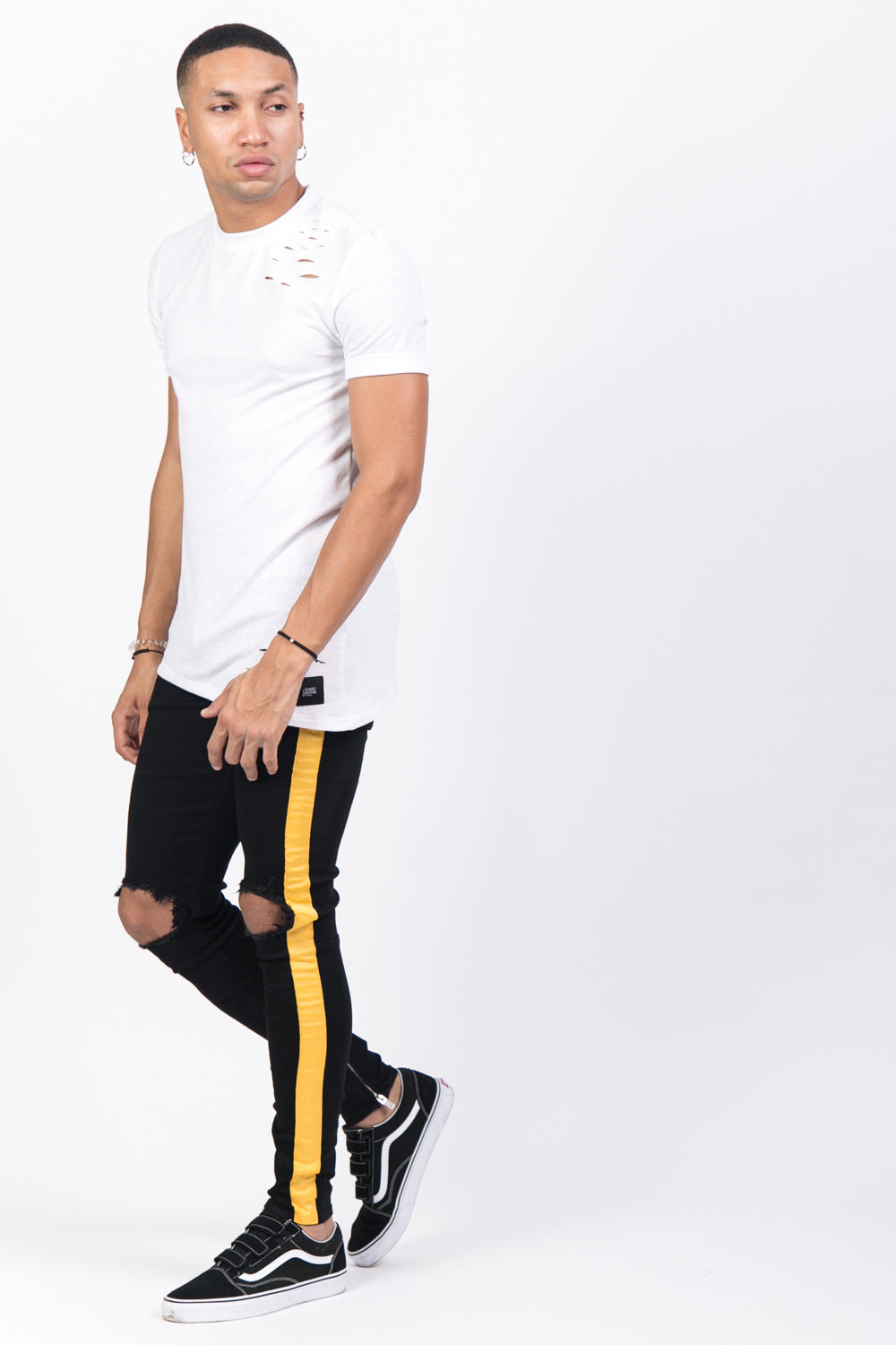 Sixth June - T-shirt trous asymétrique blanc