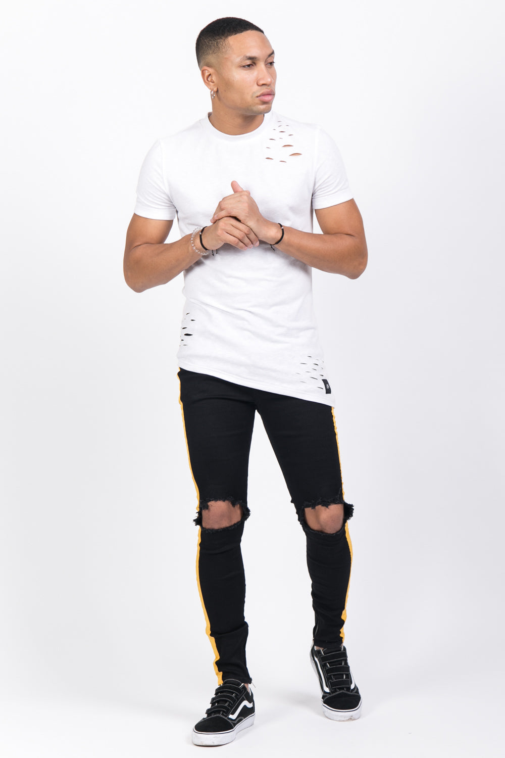 Sixth June - T-shirt trous asymétrique blanc