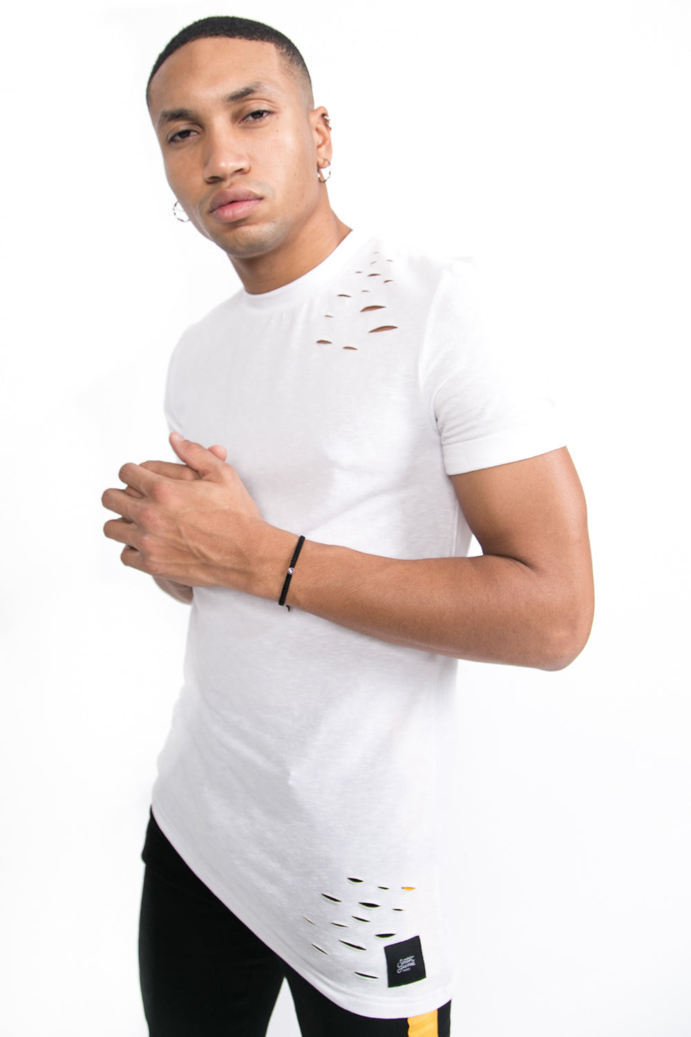 Sixth June - T-shirt trous asymétrique blanc