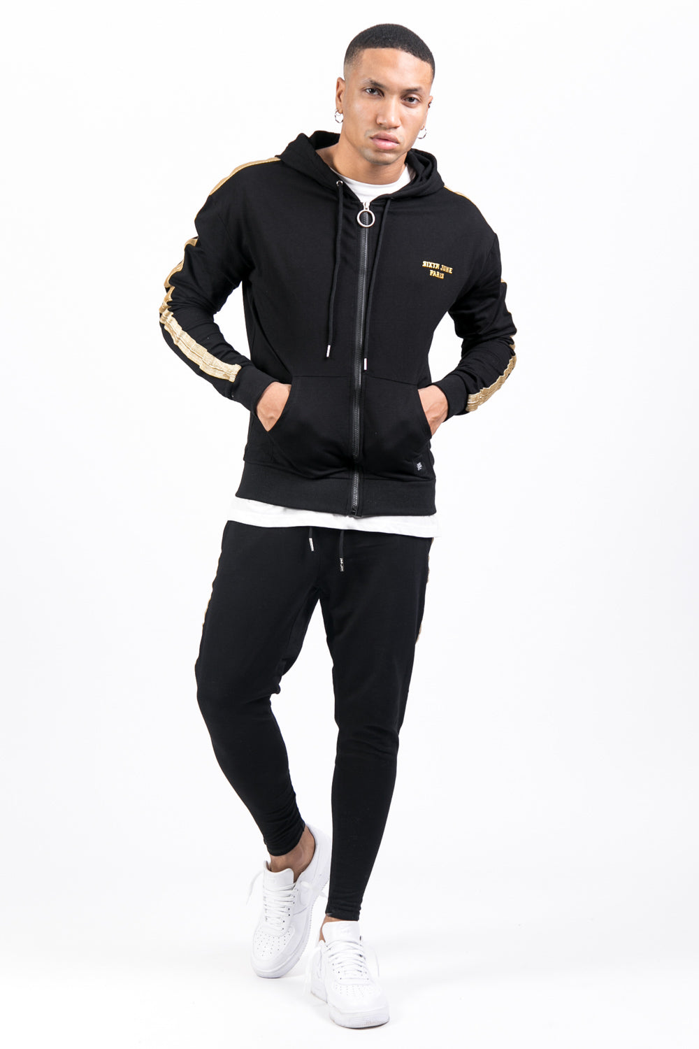 Sixth June - Jogging bandes dorées noir