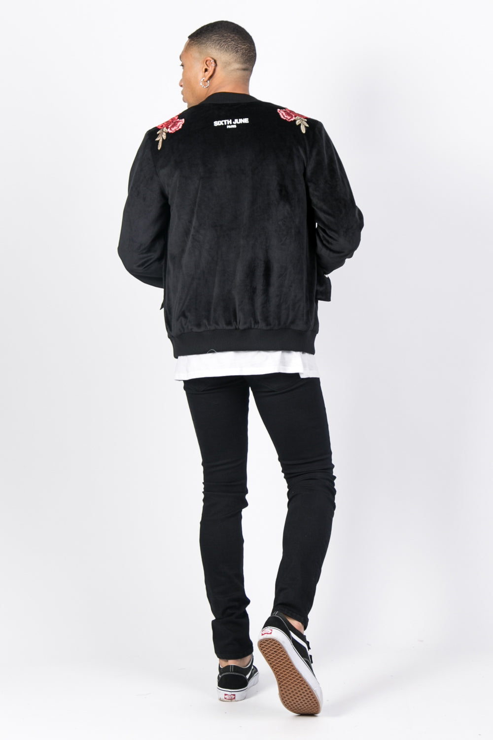 Sixth June - Veste velours broderie roses noir