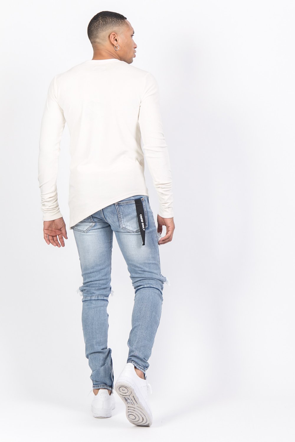 T-shirt asymétrique velours roses blanc